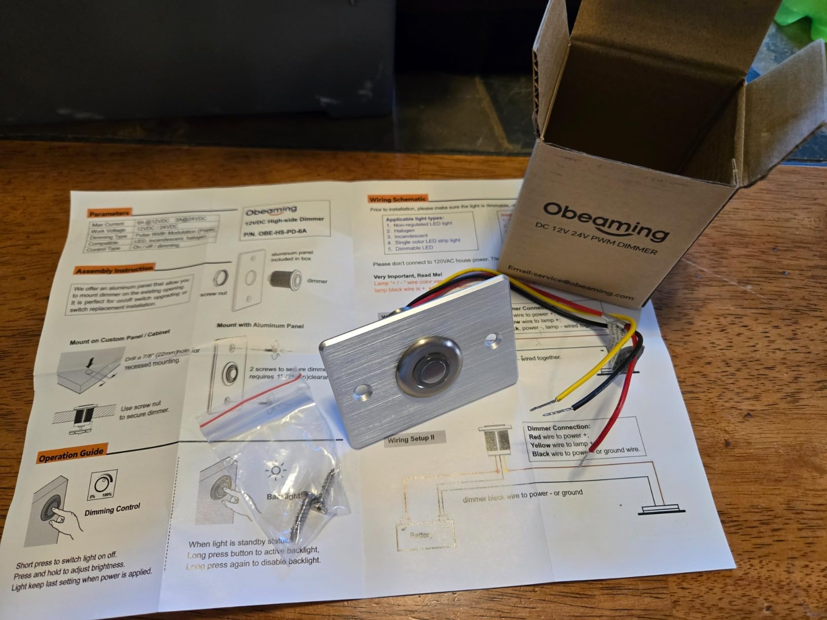 12 Volt Light Dimmer RV Boat High-Side PWM Dimming Switch, 7/8