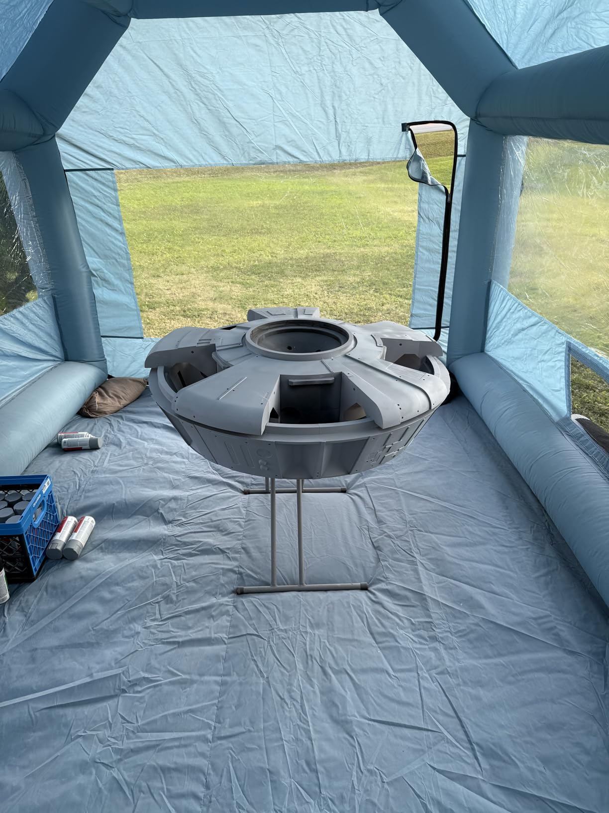 Inflatable Paint Booth for Car 21x13x9FT Portable Spray Booth Tent with 750W + 370W Dual Blowers Air Filter System customer photo 2