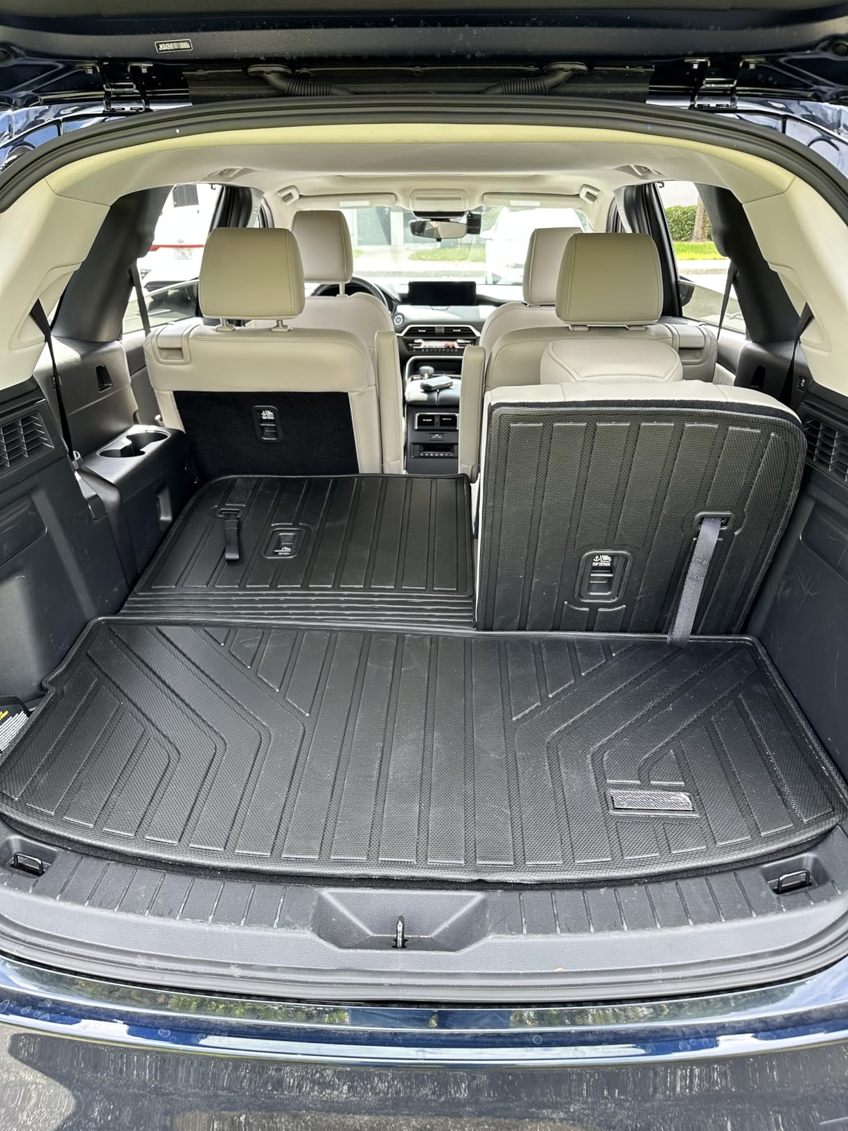Large Cargo Liners for 2013-2020 Nissan Pathfinder / 2013 Infiniti JX35 / 2014-2020 Infiniti QX60 with Backrest Protection,TPE All Weather Protection with Trunk Mat Covering the backrest customer photo 1