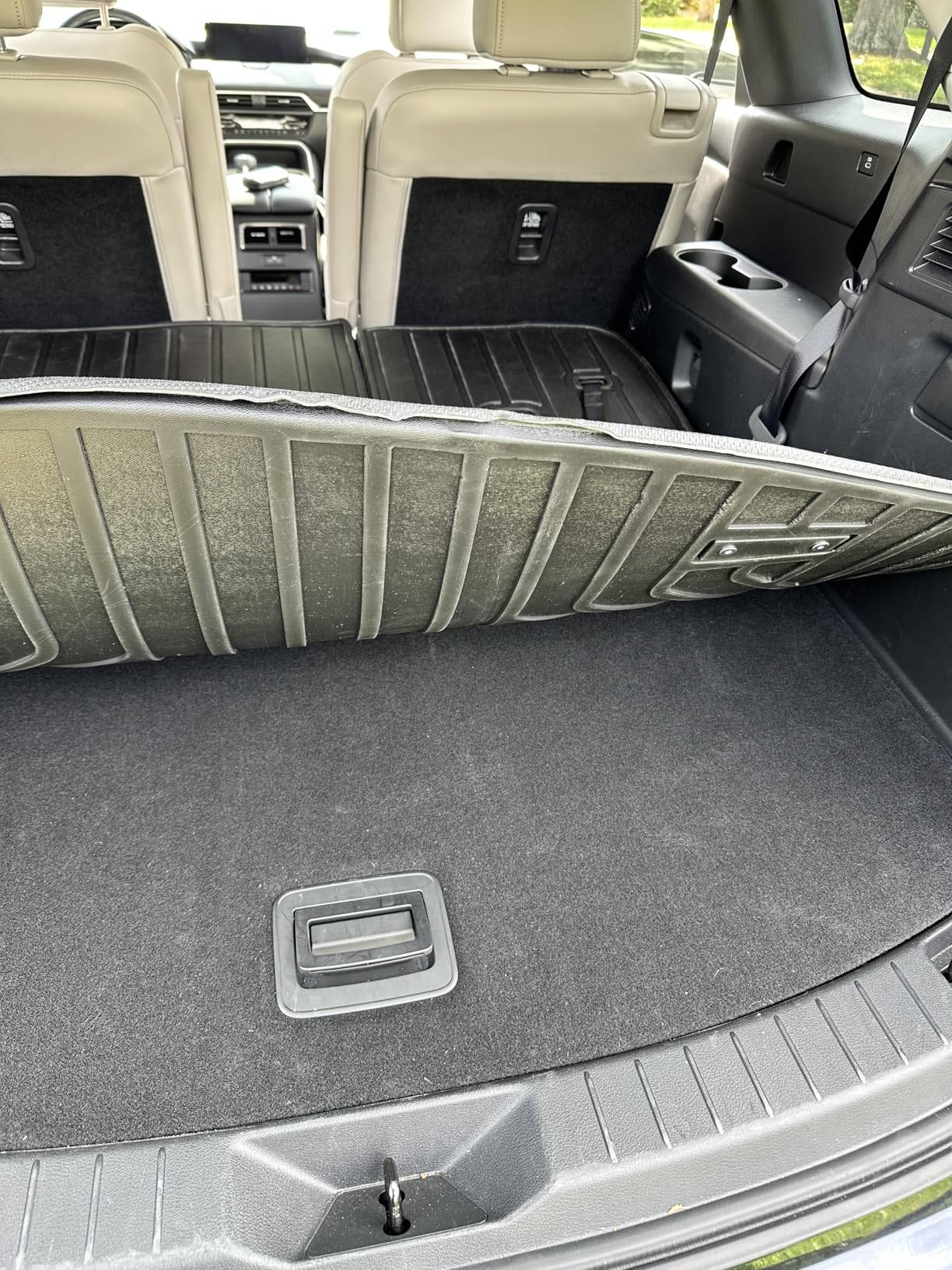 Large Cargo Liners for 2013-2020 Nissan Pathfinder / 2013 Infiniti JX35 / 2014-2020 Infiniti QX60 with Backrest Protection,TPE All Weather Protection with Trunk Mat Covering the backrest customer photo 2