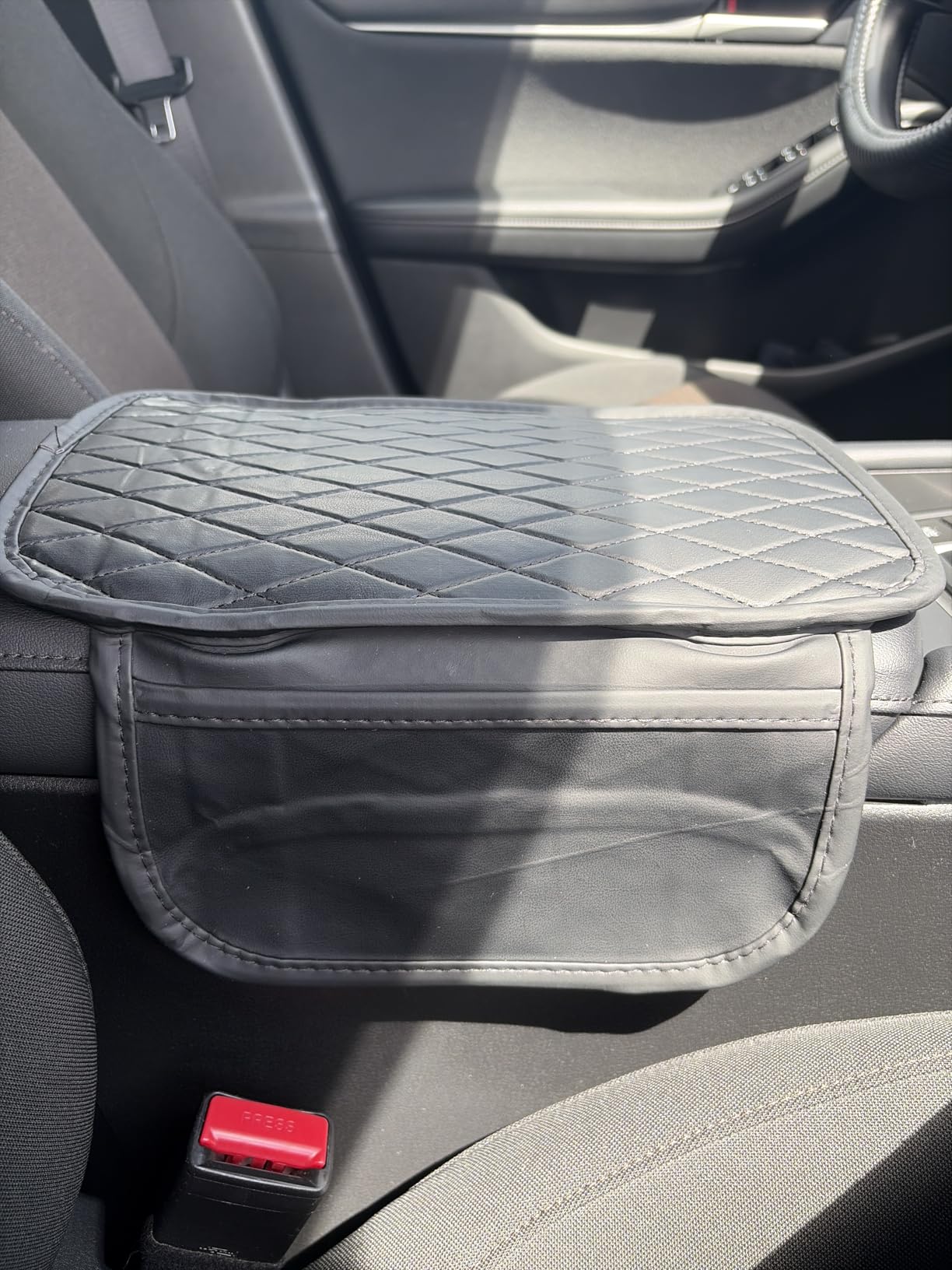 Ouzorp Car Center Console Cover, Upgraded Microfiber Leather Car Arm Rest Cover with 2 Storage Bags customer photo 2