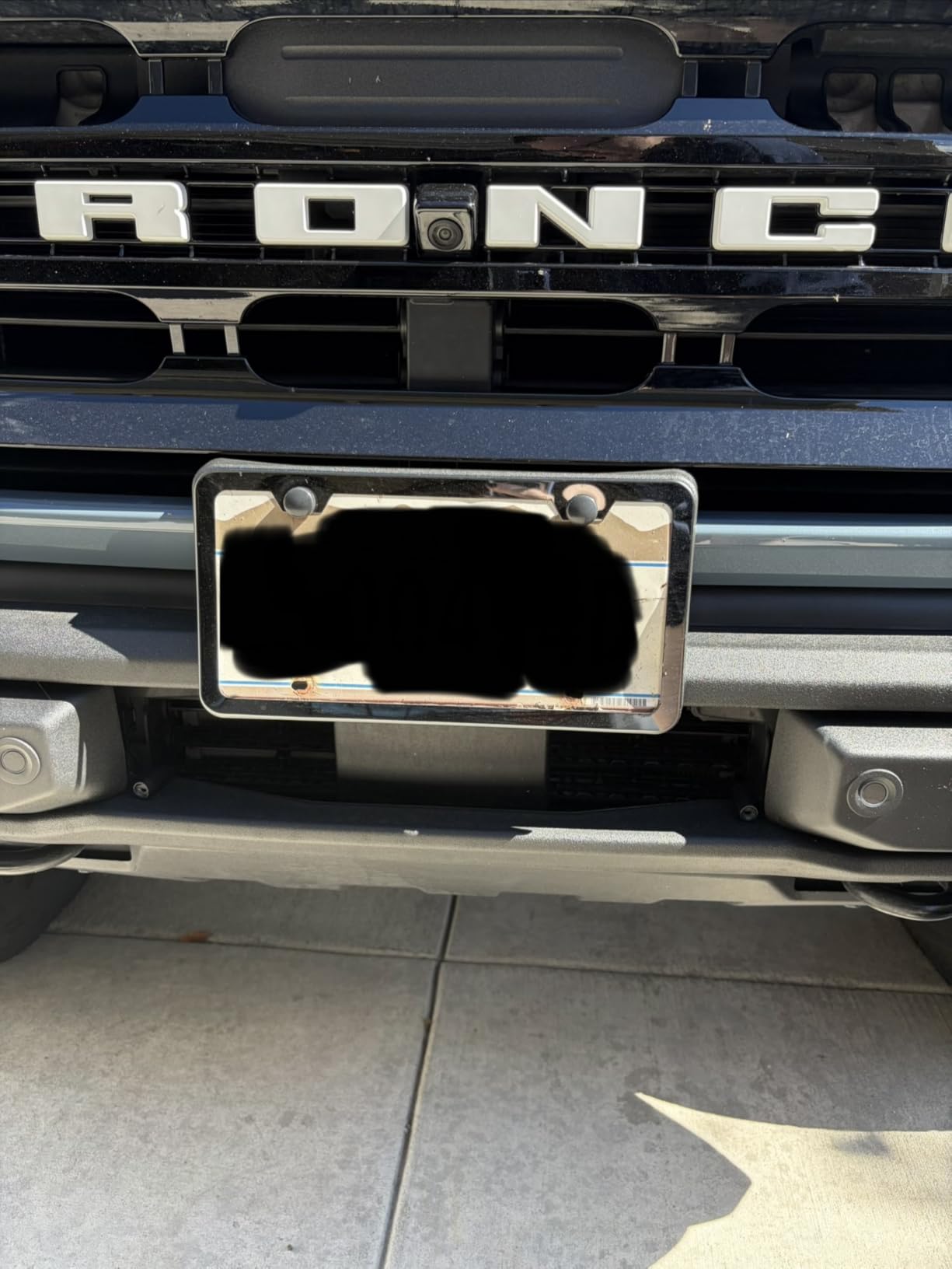 Mirror Black License Plate Frame - Titanium/Gunmetal Stainless Steel, 2-Hole Sleek Style, Premium Metal Durability customer photo 1