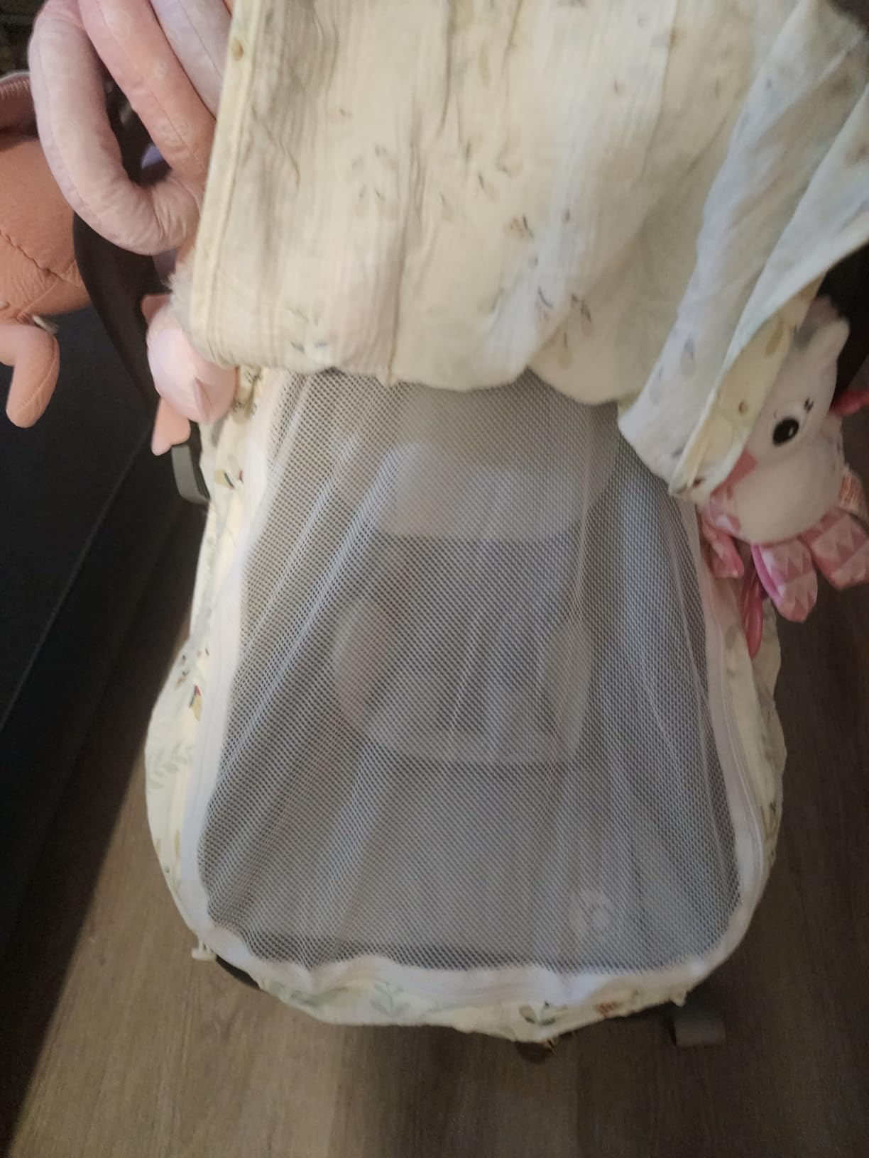 Blissful Diary Baby Car Seat Cover, Extra Large Mesh Window, Breathable Muslin Cotton, Infant Windproof Canopy, Must-Have Baby Gift - Sunshine customer photo 1