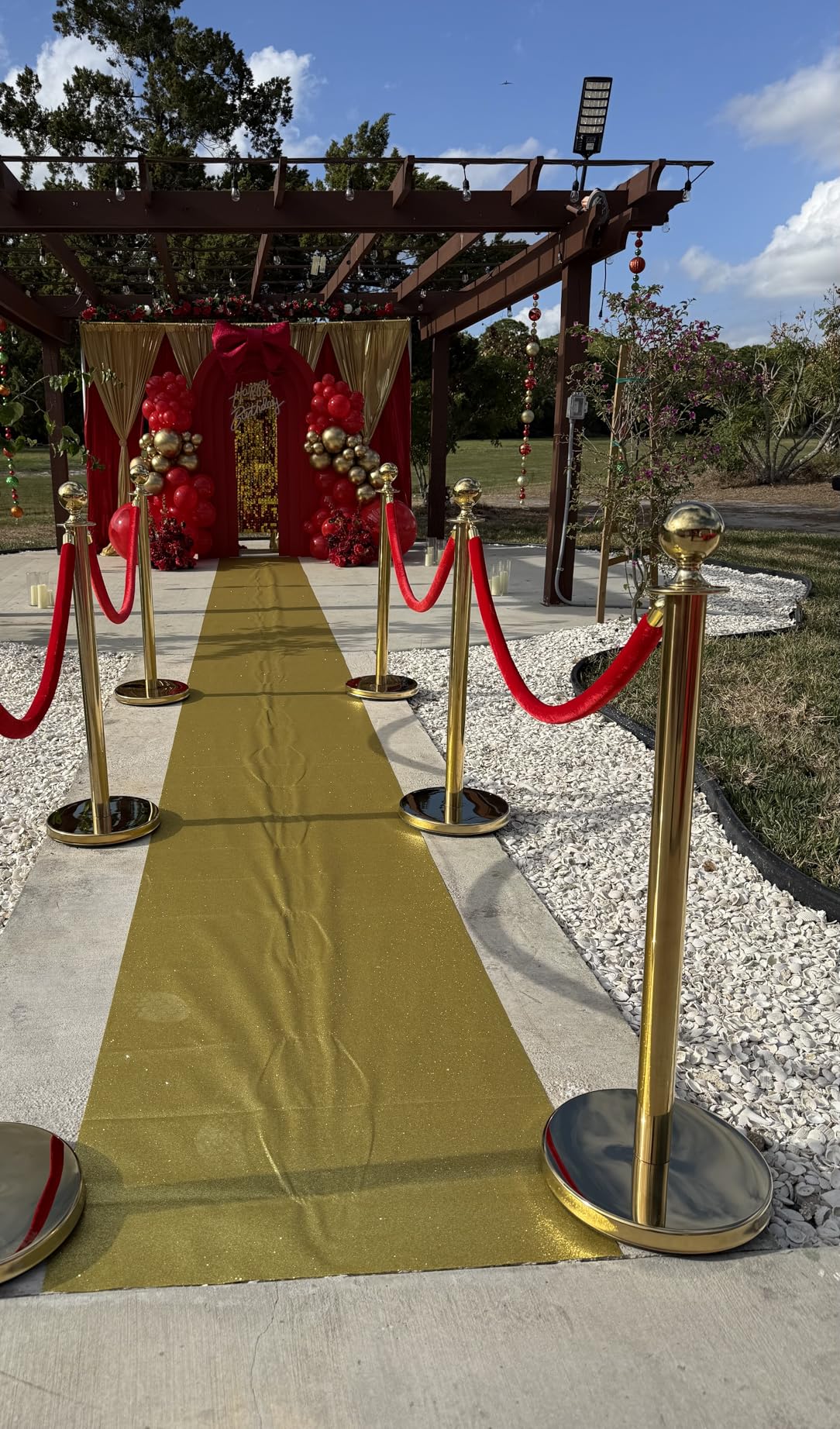 4PCS Gold Stanchions Posts with 3PCS 5 ft Red Velvet Rope, Red Velvet Rope Stanchion Set Crowd Control Barriers customer photo 1