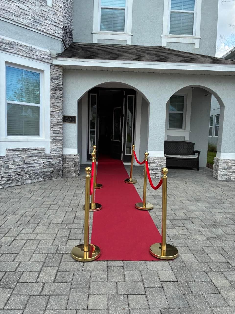 4PCS Gold Stanchions Posts with 3PCS 5 ft Red Velvet Rope, Red Velvet Rope Stanchion Set Crowd Control Barriers customer photo 2