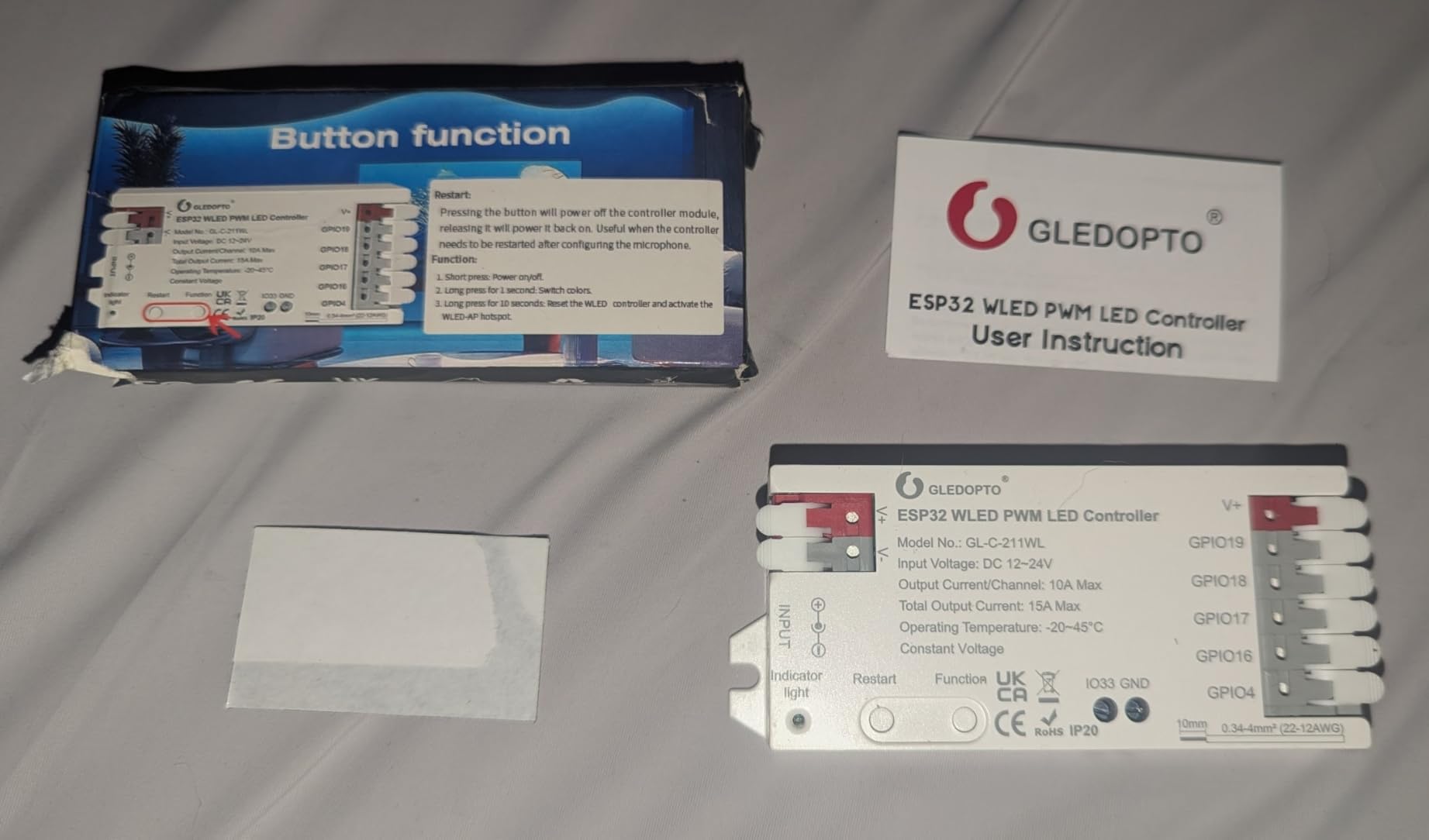 ESP32 PWM WLED LED Controller 5 Modes in 1 DC 12-24V WiFi Wireless App Control Easy Wiring DIY Static Dynamic Mode Lighting For Analog RGBCCT RGBW RGB WWCW CCT Dimmer Strip Light WLED Pre-installation customer photo 1