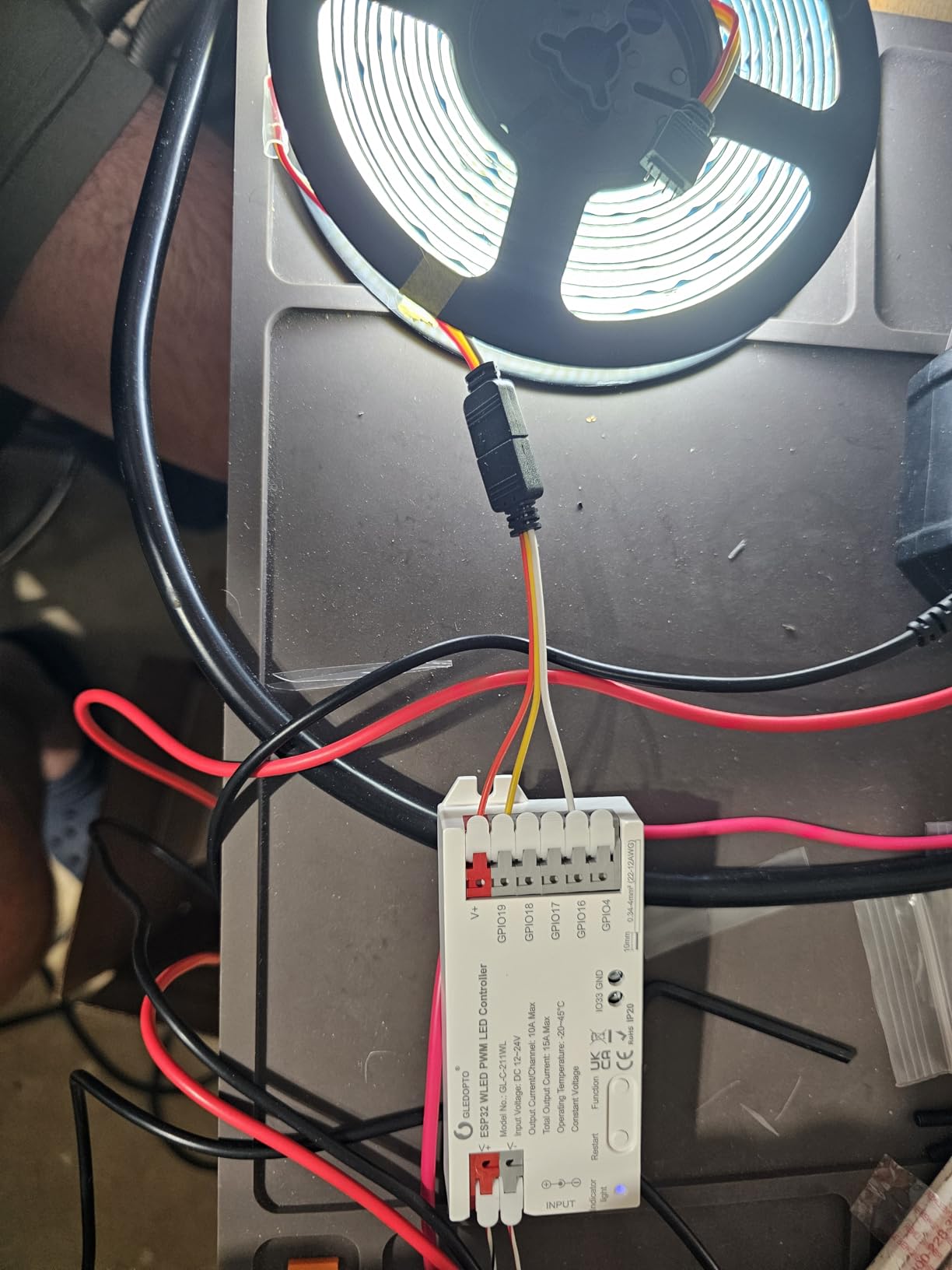 ESP32 PWM WLED LED Controller 5 Modes in 1 DC 12-24V WiFi Wireless App Control Easy Wiring DIY Static Dynamic Mode Lighting For Analog RGBCCT RGBW RGB WWCW CCT Dimmer Strip Light WLED Pre-installation customer photo 2