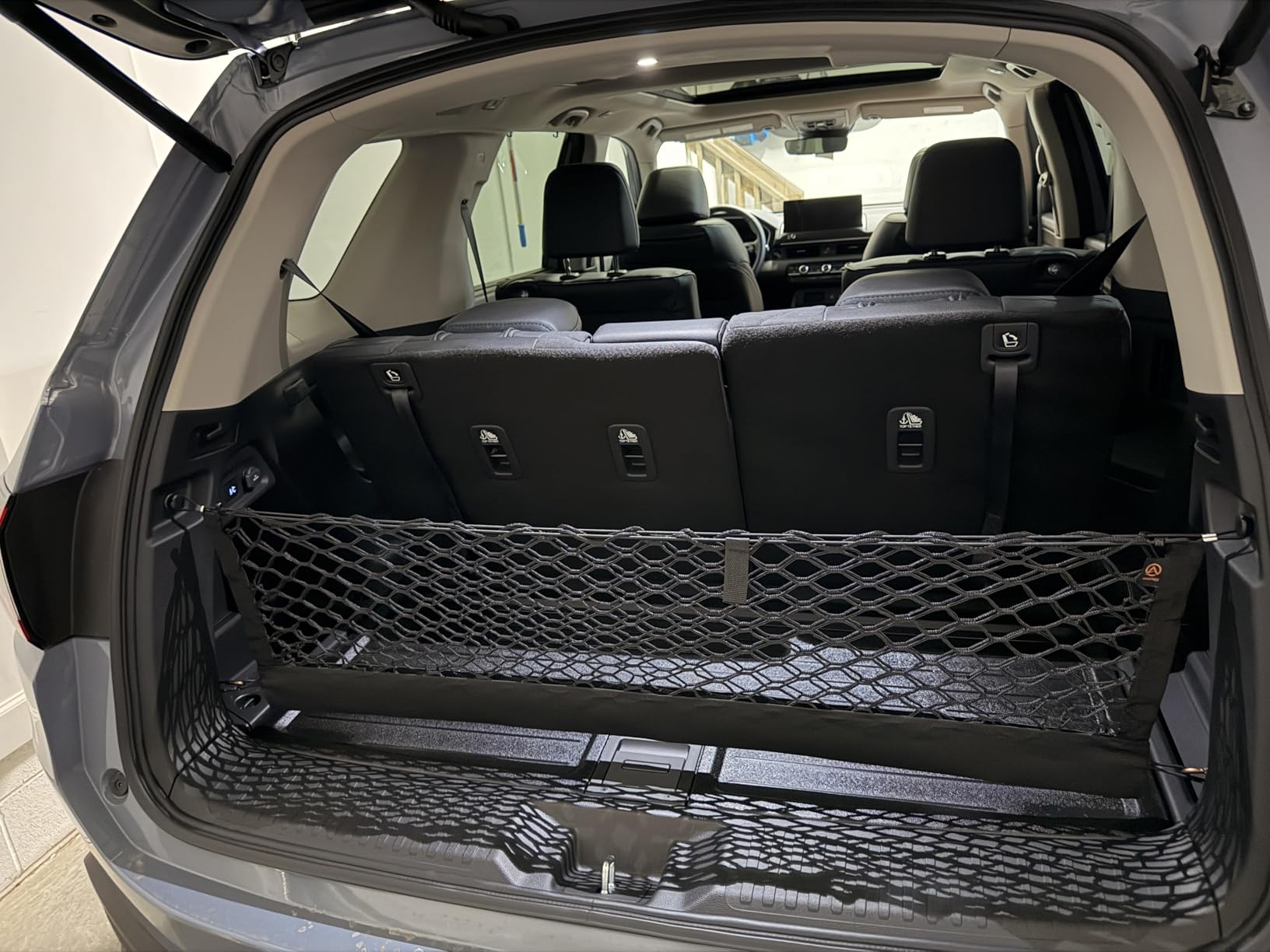 Muslogy Truck Bed Cargo Net Trunk Netting Compatible with 2021-2026 Chevy Suburban & Tahoe | GMC Yukon & Yukon XL | Escalade Accessories, Pickup Cargo Organizer SUV Sedan Storage Net w/Heavy Duty Carabiners customer photo 2