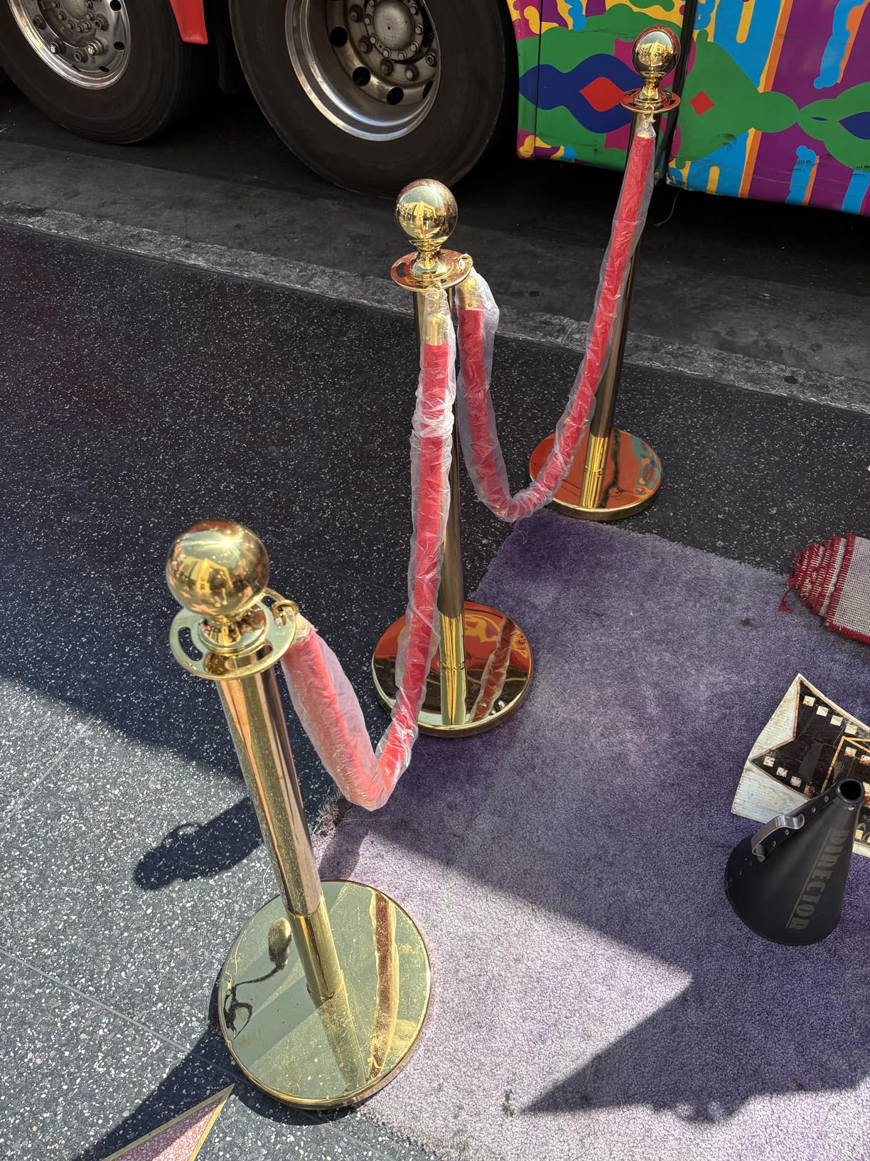 LOVMOR Stainless Steel Stanchion Post, 5 FT Black Carpet Ropes, Stanchion Post with Ball Top, Hollow Base and Velvet Ropes Safety Barriers Set for Party customer photo 1