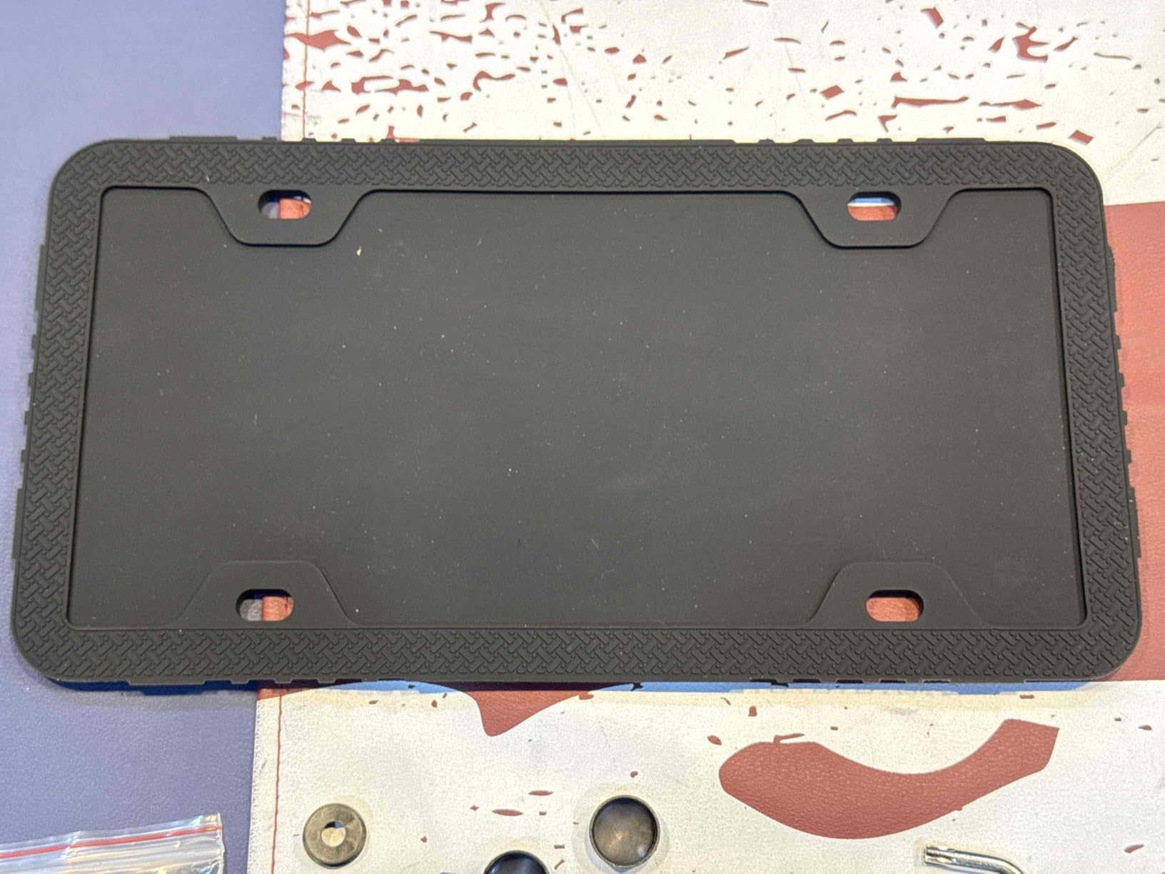 RED WOLF Silicone License Plate Frame w/Anti Theft Screw Kit, Car License Plate Holder M6 Stainless Steel Screws Without Obstruction Anti-Rattle Rust-Proof Security Universal for Pickup SUV RV customer photo 1