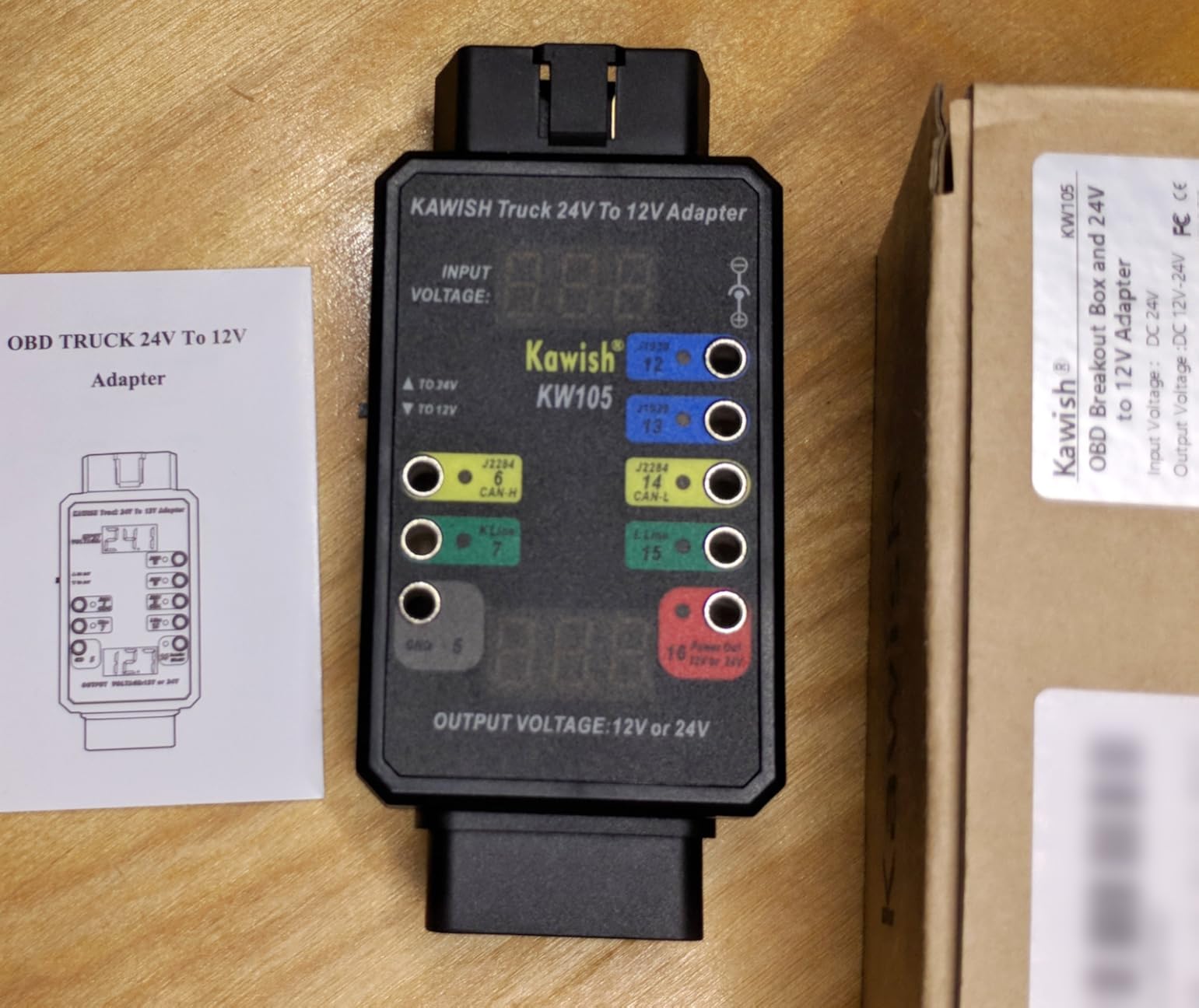 OBD2 Breakout Box, Auto OBDII Protocol Detector 16-Pin CAN Bus Test Breakout Box, 24V to 12V Heavy Duty Truck Adapter for Car ECU Tool Maintenance/Diagnosis/Programming/Coding customer photo 1