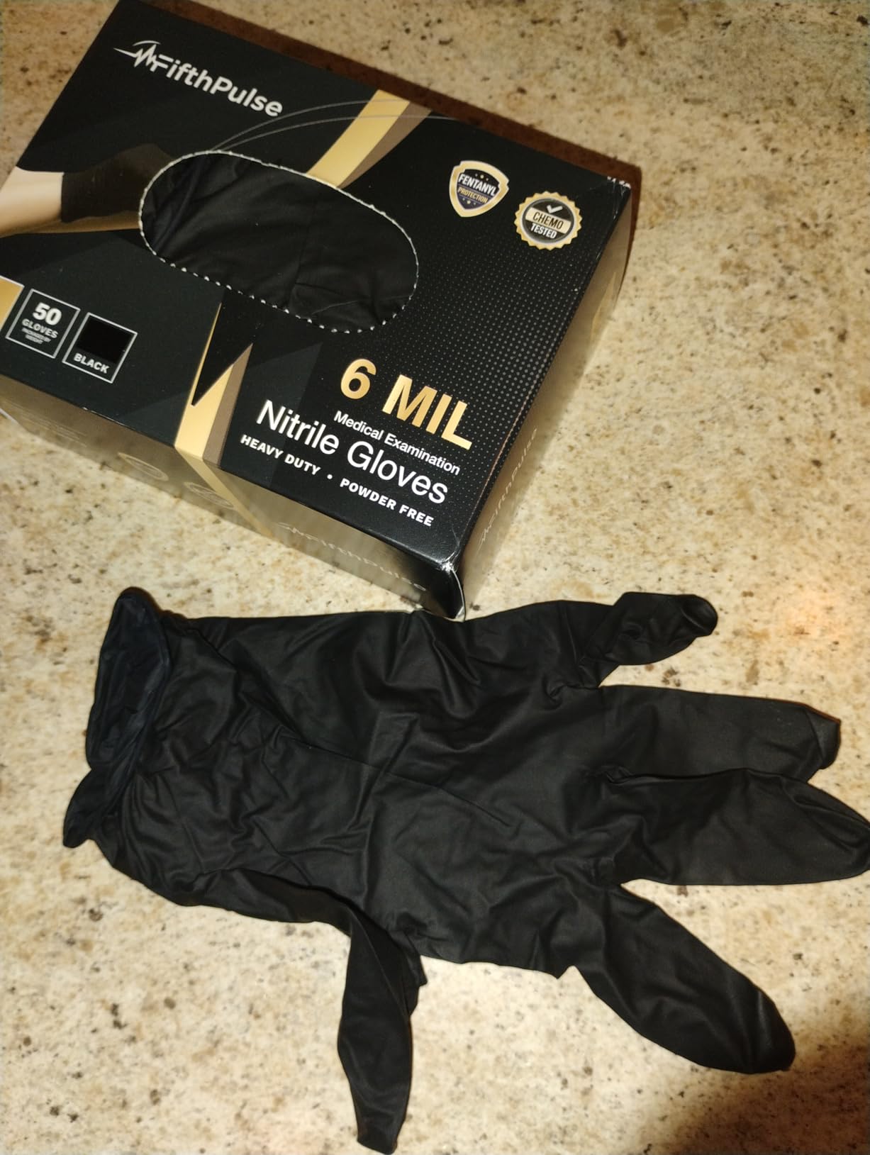 FifthPulse 6 Mil Black Nitrile Gloves, Heavy Duty Mechanic and Food Grade Glove - Powder-Free, Latex-Free Medical Exam Gloves customer photo 2