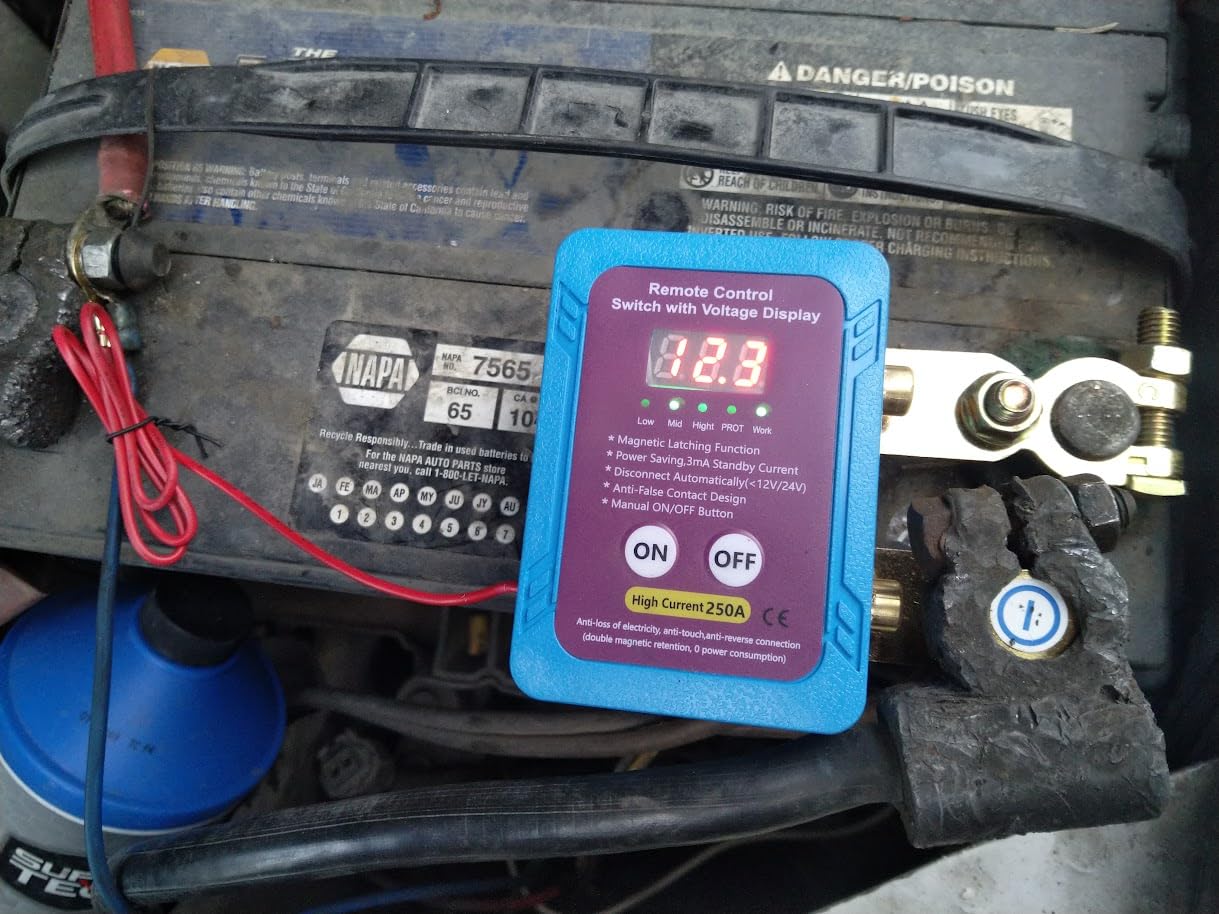 250A 12V Remote Battery Disconnect Switch, Upgrade Smart Voltage Kill Switch with Led Voltage Display for Automotive, Car Battery Kill Switch Anti Theft Safety Car, Truck, RV(Vertical or Flat Instal) customer photo 1