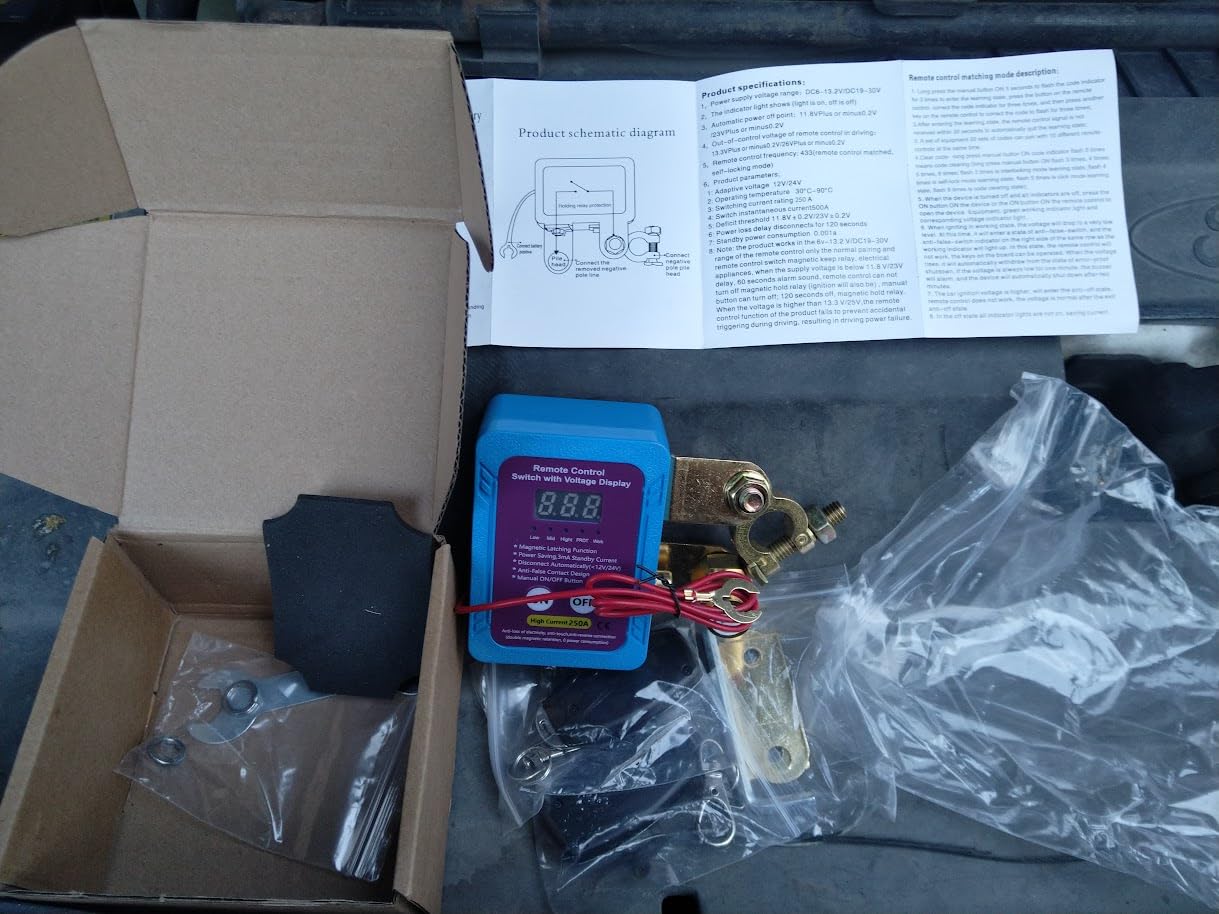 250A 12V Remote Battery Disconnect Switch, Upgrade Smart Voltage Kill Switch with Led Voltage Display for Automotive, Car Battery Kill Switch Anti Theft Safety Car, Truck, RV(Vertical or Flat Instal) customer photo 2