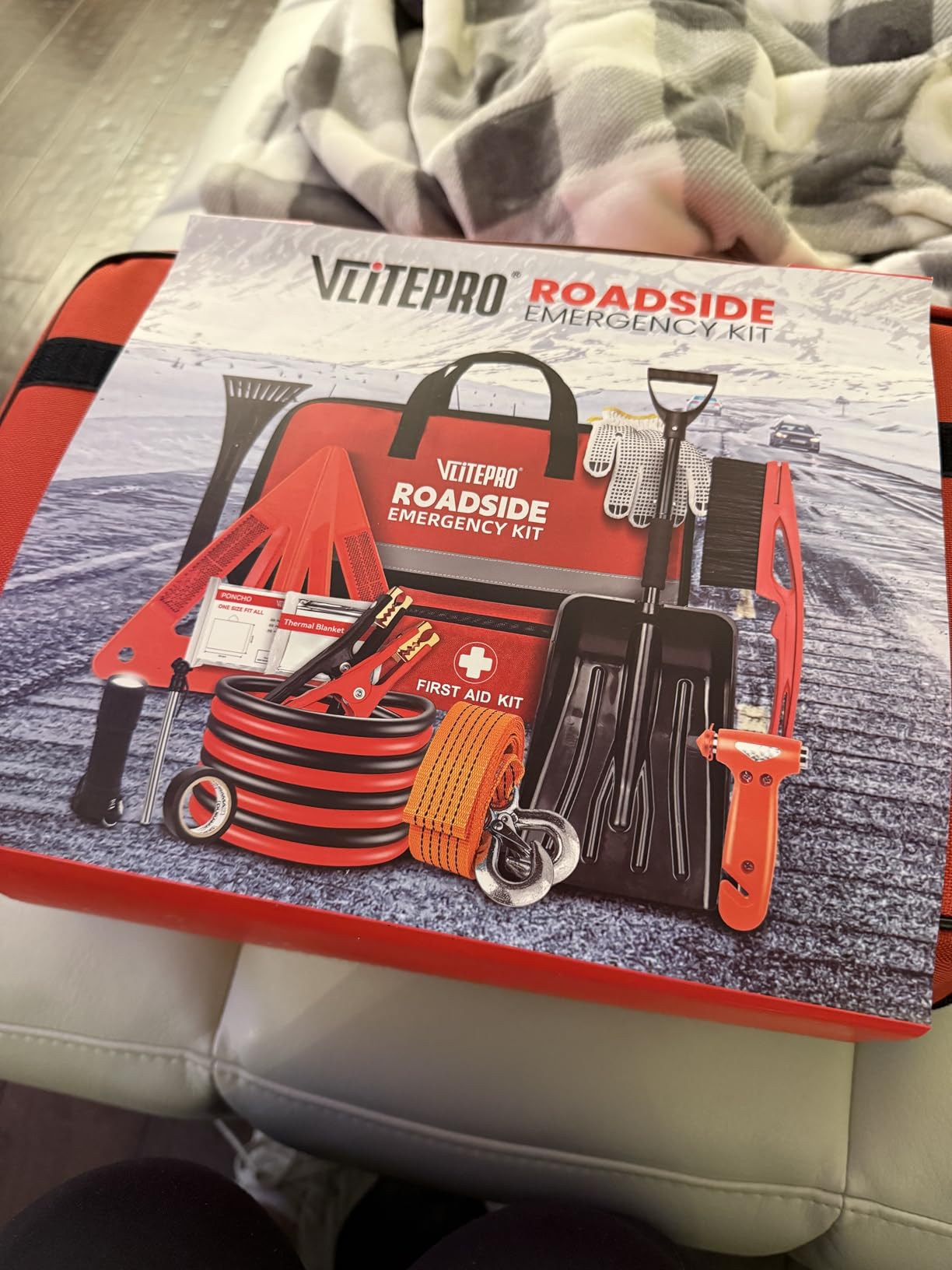 Roadside Emergency Car Kit for Vehicles, Car First Aid Kit Emergency Kit with Jumper Cables, Snow Shovel, Tow Strap, Car Safety Kits, Road Trip Assistance for Men, Women, New Driver Gifts customer photo 2