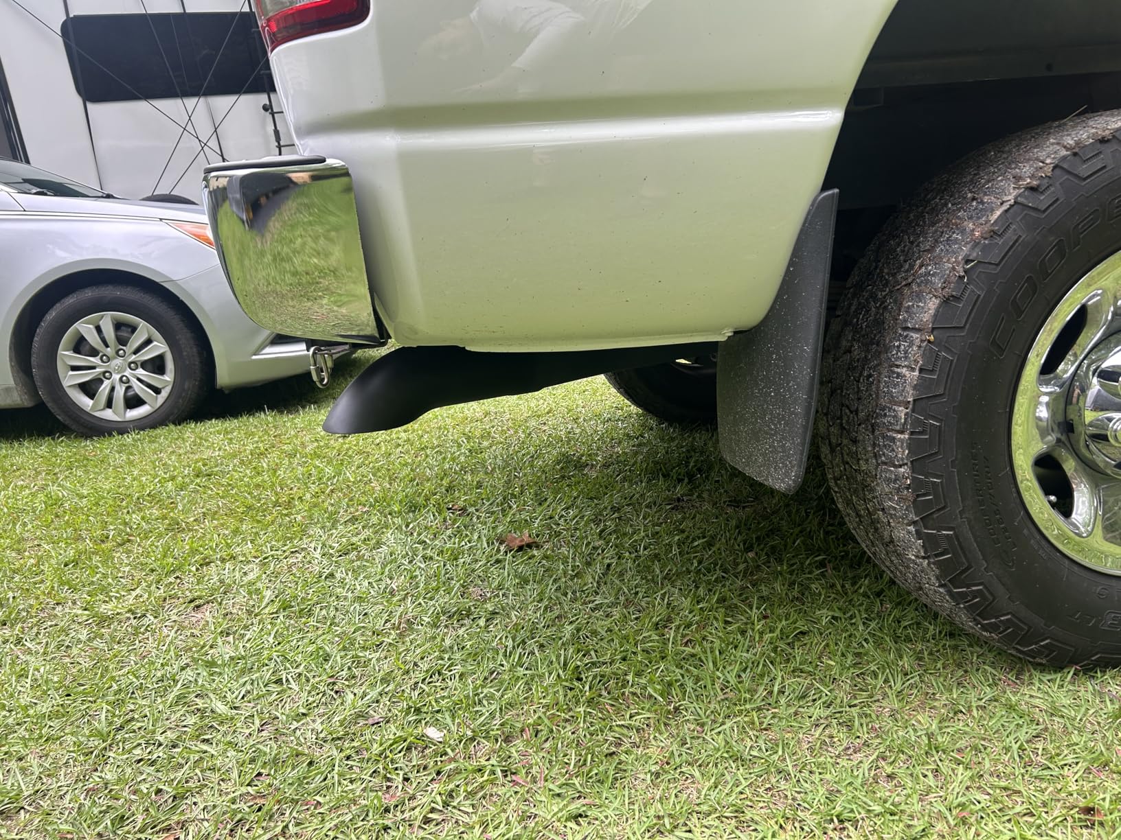 LCGP 2.25 Inch Inlet Turn Down Bolt On Exhaust Tip, Standard 2.25 Inch Inside Diameter Turndown Exhaust Tailpipe Tip, Black Powder Coated Stainless Steel, 9 Inch Length customer photo 1