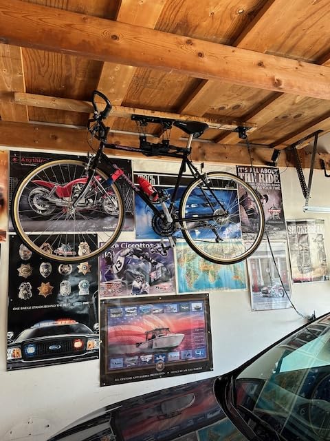 StoreYourBoard Bike Hoist for Garage Ceiling, Pulley Lift System, No Slip | Bike Pulley System for Garage, Bike Lift, Ebike Hoist, 4 to 1 Pulley, Fits All Garage Heights customer photo 1