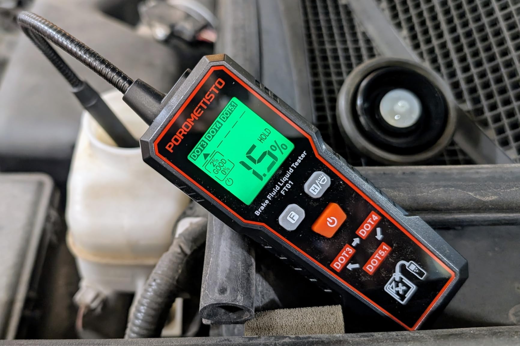 FT01 Brake Fluid Tester with Flashlight,Built-in Calibration Resistor,Brake Fluid Moisture Tester with 8.5-Inch Corrosion Resistance Probe and Data Hold,for DOT3,DOT4,DOT5.1 customer photo 1