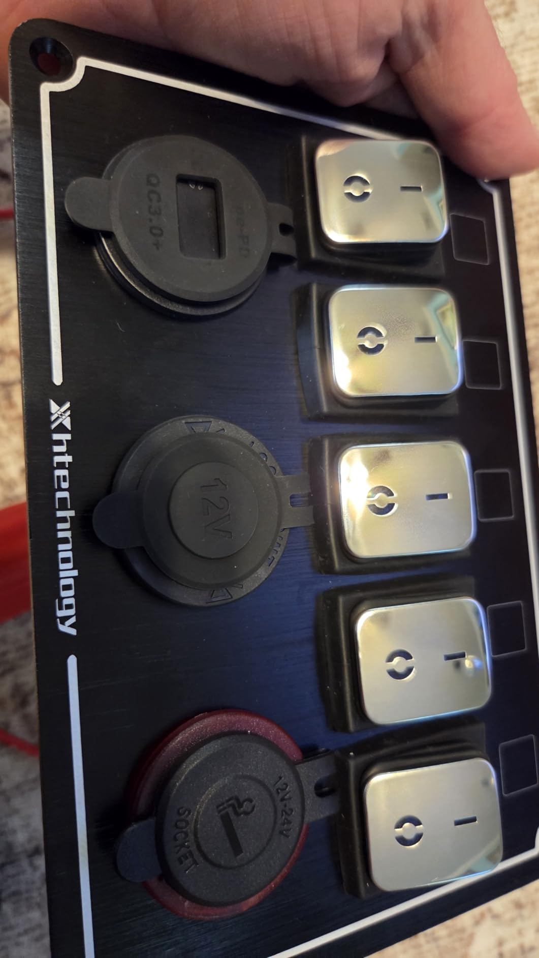 Marine Rocker Switch Panel,Aluminum Switch Panel for Boat Waterproof 8 Gang Toggle Switch Panel with Dual USB and Voltmeter Panel for RVs, Cars, Boats, Trucks,Trailers - 12-24V Grey customer photo 1