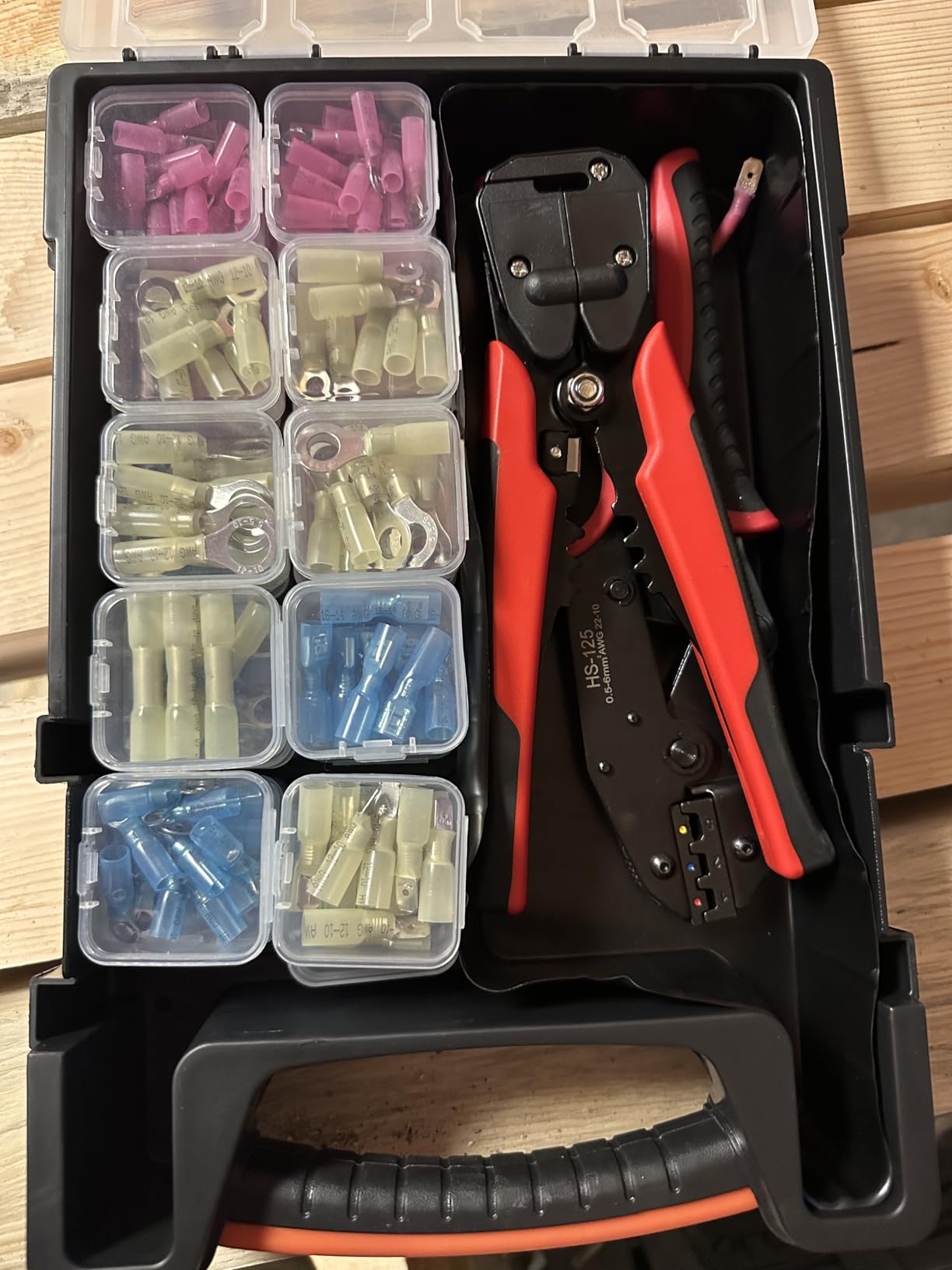 Kuject Crimping Tool Kit, 340 PCS Heat Shrink Wire Connectors(AWG22-10), 3-in-1 Adjustable Wire Stripper and Wire Crimper Kit for Automotive, Marine, and Electrical Repairs customer photo 2