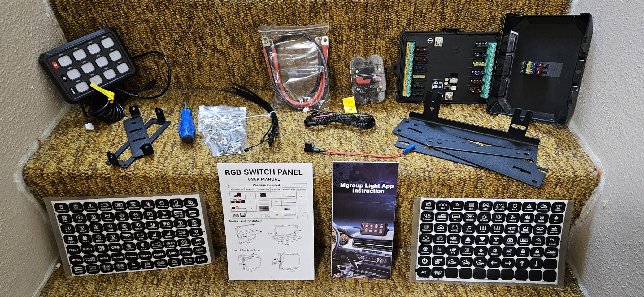 RGB 12 Gang Switch Panel, 12-24V Bluetooth APP 230FT 433M Long Range, Auxiliary Backlit Off Toggle Flash Multifunction Toggle Switch Momentary Circuit Control Relay System Box Universal for Car Truck customer photo 1