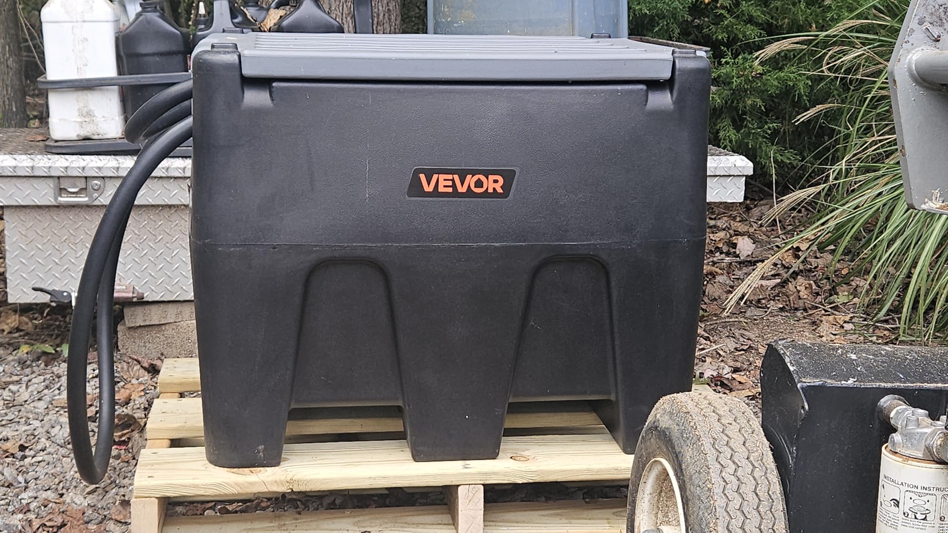 VEVOR Portable Diesel Tank, 58 Gallon Capacity & 10 GPM Flow Rate, Fuel Tank with 12V Electric Transfer Pump and 13.1ft Rubber Hose, PE Diesel Transfer Tanks for Easy Fuel Transportation, Grey customer photo 1