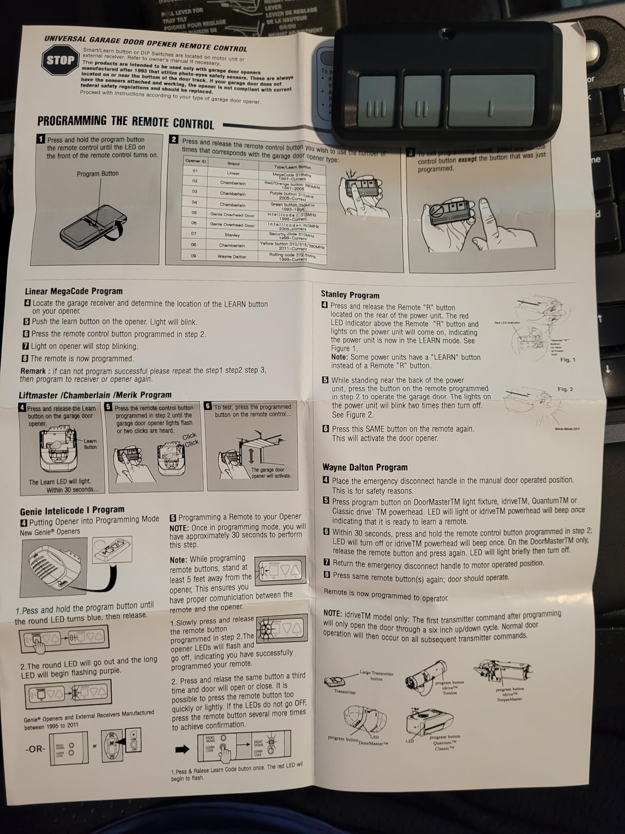 2 for Universal Chamberlain Craftsman LiftMaster Genie Wayne Dalton Stanley Linear Garage Door Opener Remote customer photo 1