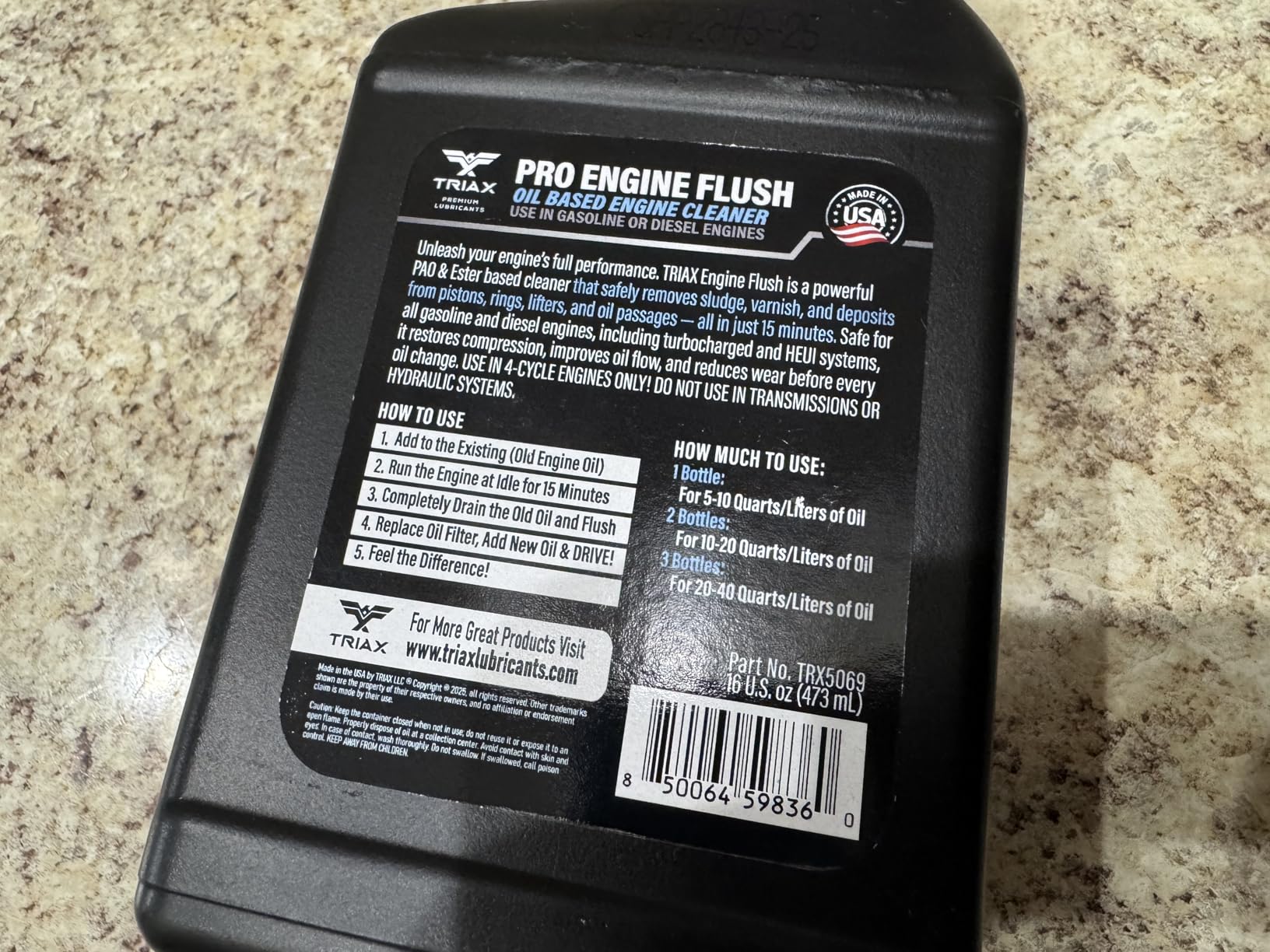 TRIAX Pro Engine Flush Oil-Based Deep Clean Motor Oil Flush Removes Sludge & Carbon | Non-Solvent | Safe for Engine, Seals, Injectors | Professional Shop Grade customer photo 2