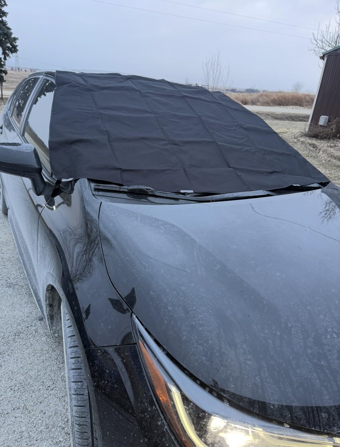 Wigoo 2026 Upgrade Car Windshield Cover for Ice and Snow, Windshield Snow Cover for Winter Snow & Frost - 600D Heavy Magnetic Anti-Hail Protector for Winter Weather, Fits Large SUVs & Trucks, X-Large customer photo 2