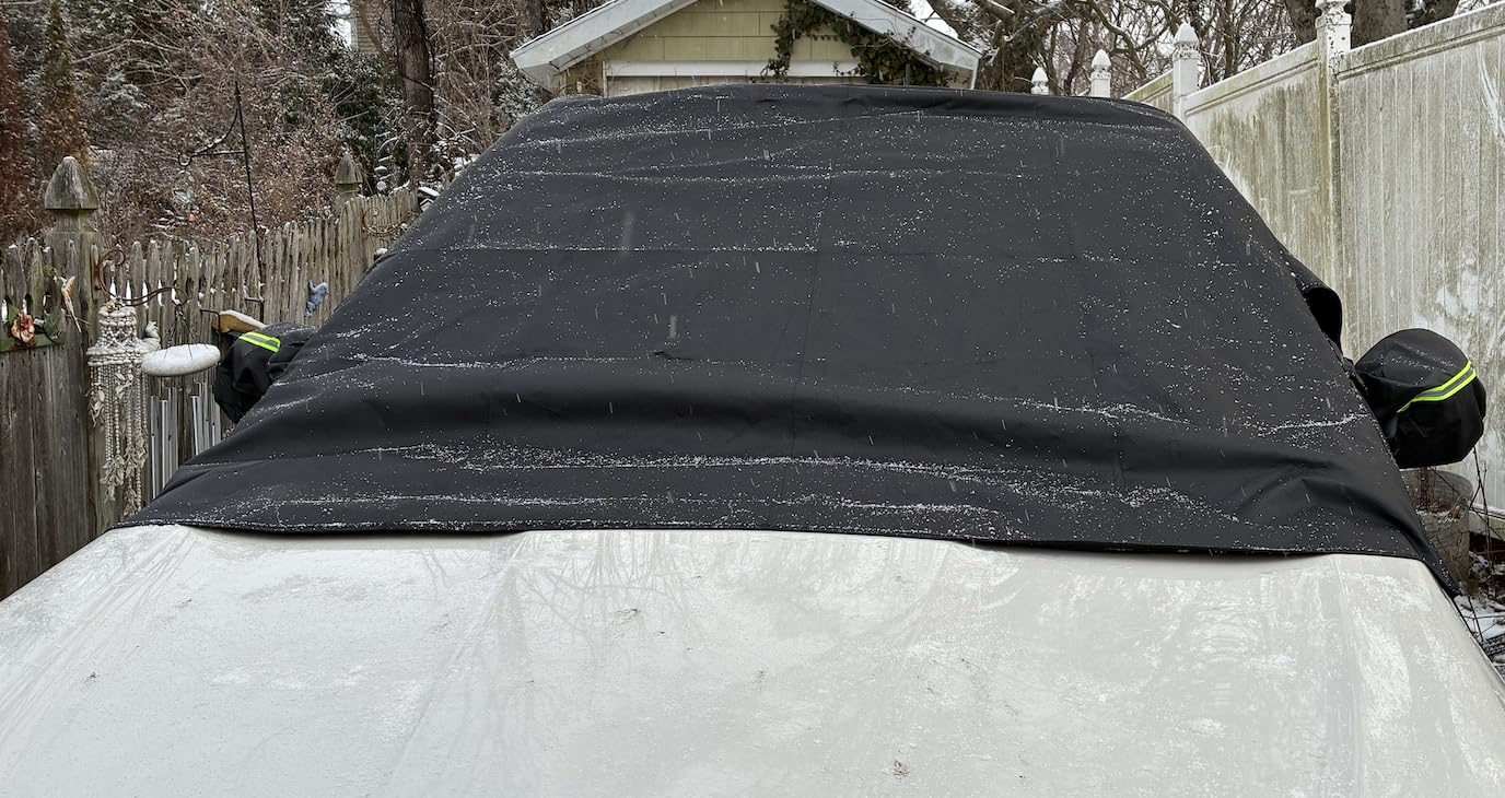 Car Windshield Cover for Ice and Snow - Universal Windshield Snow Cover with Side Window and Rearview Mirror Protector, Durable Magnetic Winter Frost Hail Guard, Suitable for Most Cars,SUV,Truck customer photo 2