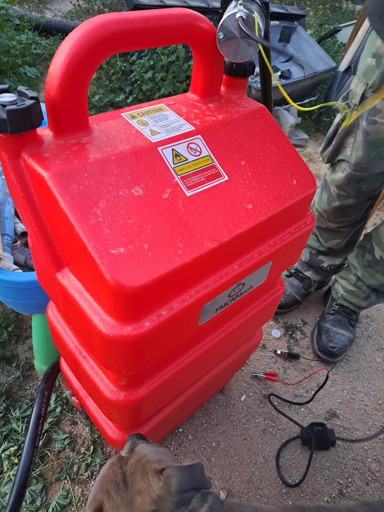 FMCNMech 32 Gallon Diesel Transfer Tank with 12V Electric Pump, 10 GPM Flow, LLDPE Portable Fuel Caddy with Auto Shut-off Nozzle & Wheels, Heavy-Duty Diesel Tank for Trucks, Tractors and Construction Equipment customer photo 2