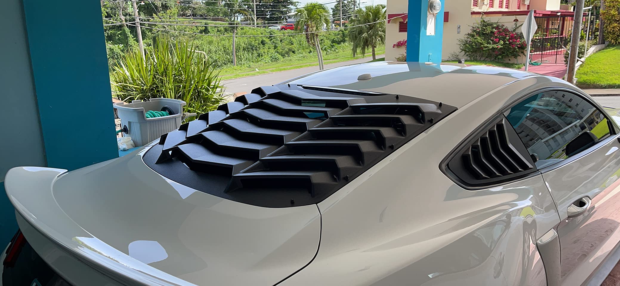 Rear Window Louver for Ford Mustang 2015-2026 Windshield Scoop Sun Shade Cover Vent Exterior Accessories GT Lambo Style All Weather ABS (Matte Black) customer photo 1