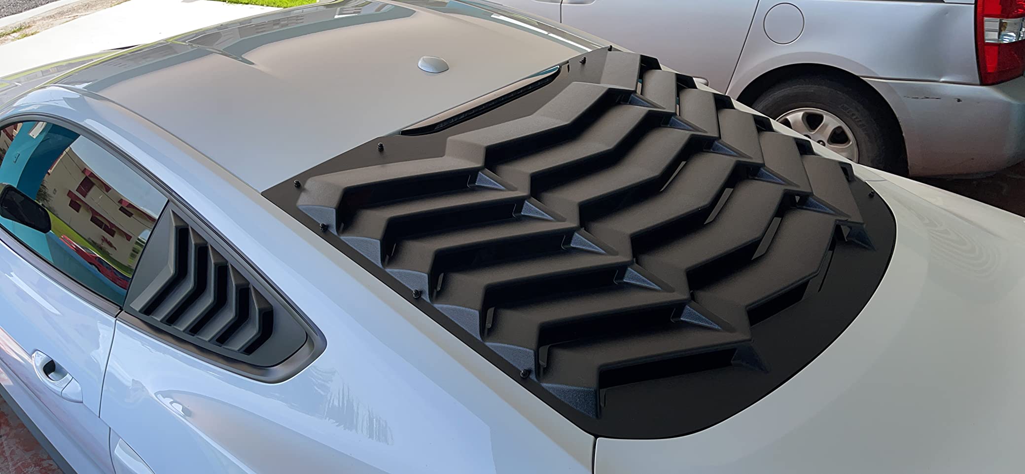 Rear Window Louver for Ford Mustang 2015-2026 Windshield Scoop Sun Shade Cover Vent Exterior Accessories GT Lambo Style All Weather ABS (Matte Black) customer photo 2