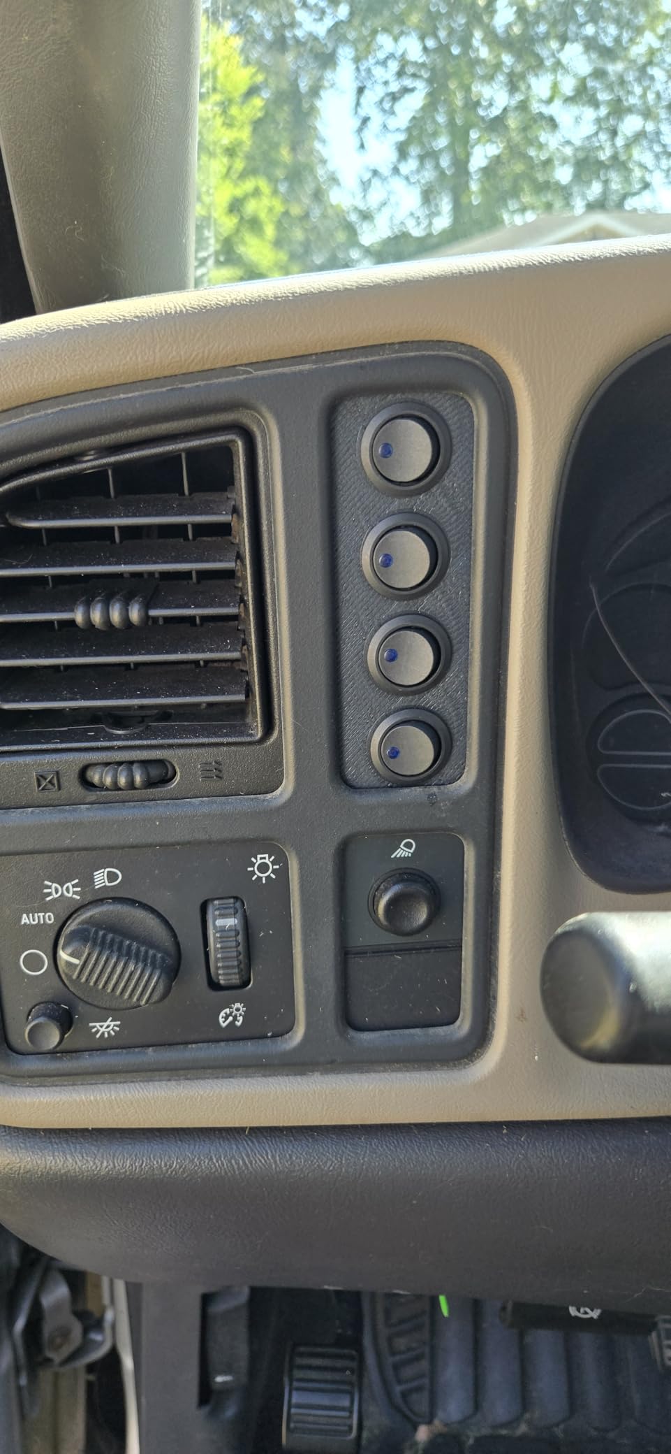 for 1999-2007 Chevy Silverado GMC Sierra Dash Mount Switch Panel Bezel, 4 Colors Toggle Switches Direct Replacement for Left Dash Cubby, No Cutting No Drilling Required customer photo 2