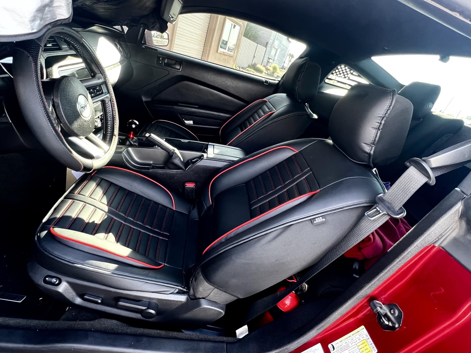 Seat Covers Fit for Dodge Durango 2007-2024 2025 Car Full Set Luxury Leather Waterproof Scratch-Resistant Protectors Automotive Seat Cushion with Airbag Compatible (5 Seats, Black & Red) customer photo 1