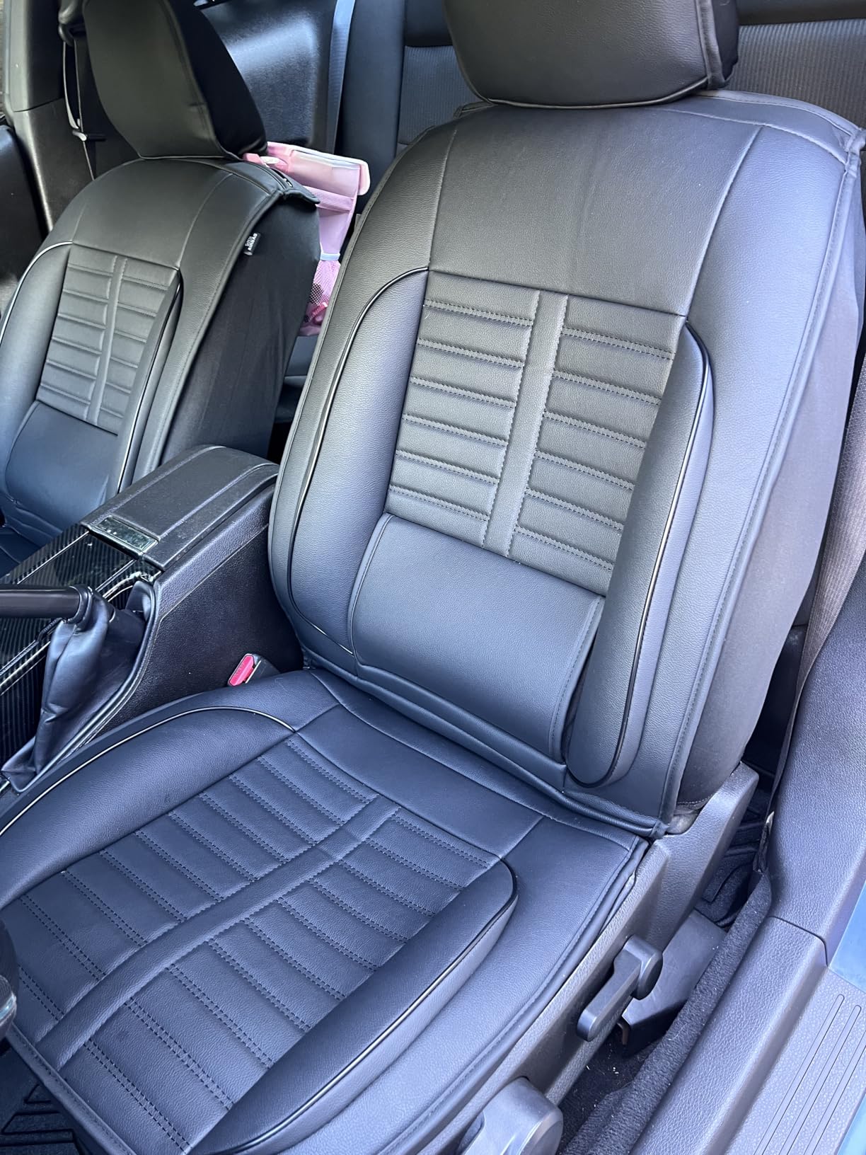 Seat Covers Fit for Dodge Durango 2007-2024 2025 Car Full Set Luxury Leather Waterproof Scratch-Resistant Protectors Automotive Seat Cushion with Airbag Compatible (5 Seats, Black & Red) customer photo 2