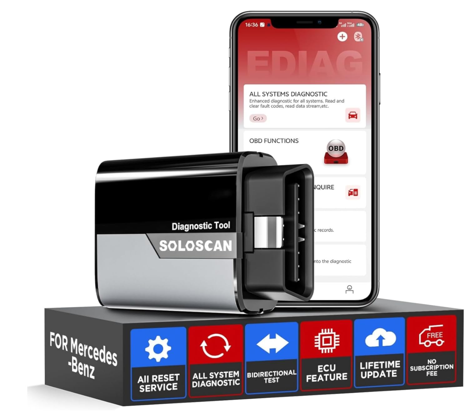 KINGBOLEN SOLOSCAN Bluetooth OBD2 Scanner for Mercedes-Benz MB, Maybach Bidirectional Scan Tool, All System Diagnostic, All Reset Service, Auto VIN, Lifetime Update for iOS & Android customer photo 2