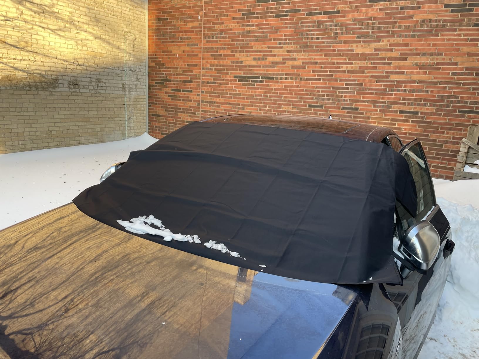 OxGord Windshield Snow Cover Ice Removal Wiper Visor Protector All Weather Winter Summer Auto Sun Shade for Cars Trucks Vans and SUVs Stop Scraping with a Brush or Shovel customer photo 1