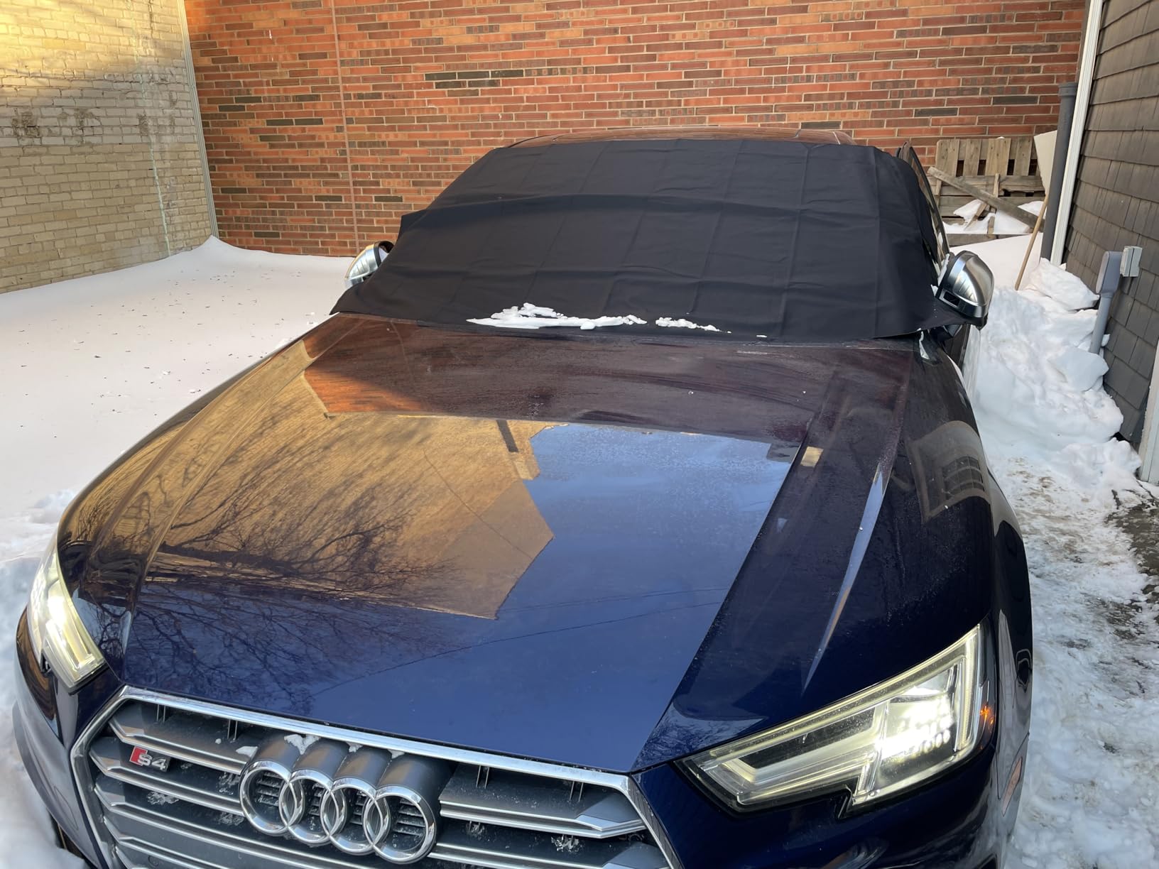 OxGord Windshield Snow Cover Ice Removal Wiper Visor Protector All Weather Winter Summer Auto Sun Shade for Cars Trucks Vans and SUVs Stop Scraping with a Brush or Shovel customer photo 2