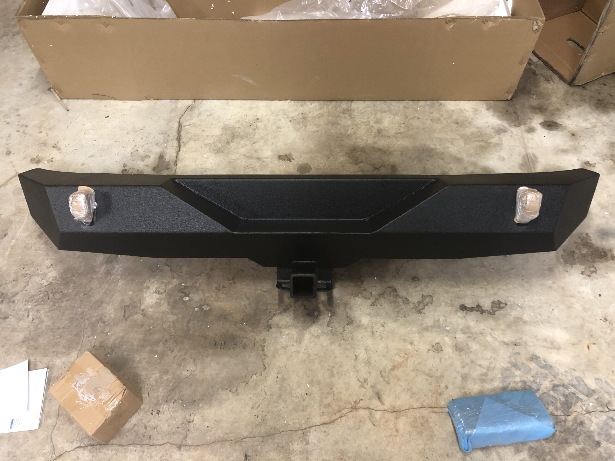 YITAMOTOR Rock Crawler Rear Bumper Compatible with 07-18 Jeep Wrangler JK & Unlimited, Off Road Back Bumper with 2