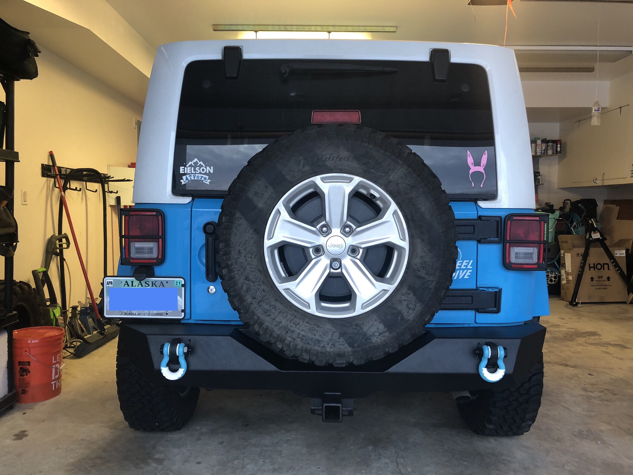 YITAMOTOR Rock Crawler Rear Bumper Compatible with 07-18 Jeep Wrangler JK & Unlimited, Off Road Back Bumper with 2