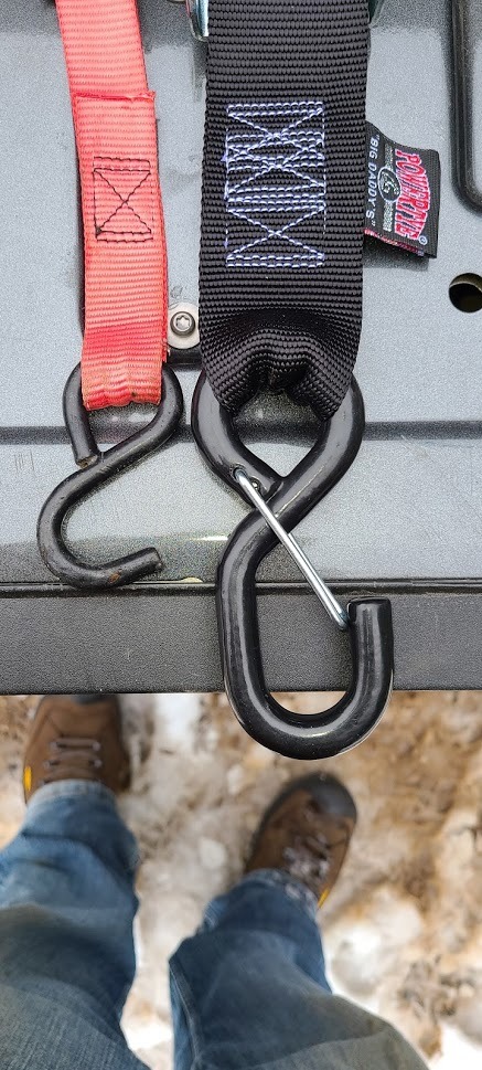 PowerTye Cam Buckle Tie Down Straps - 2 inch x 12ft Straps with Latch Hooks - Ideal for Motorcycle, ATV, Trailers, and Truck Bed Cargo - 600 lb WLL & 1,800 lb Break Strength - USA Made, Black (Pair) customer photo 1