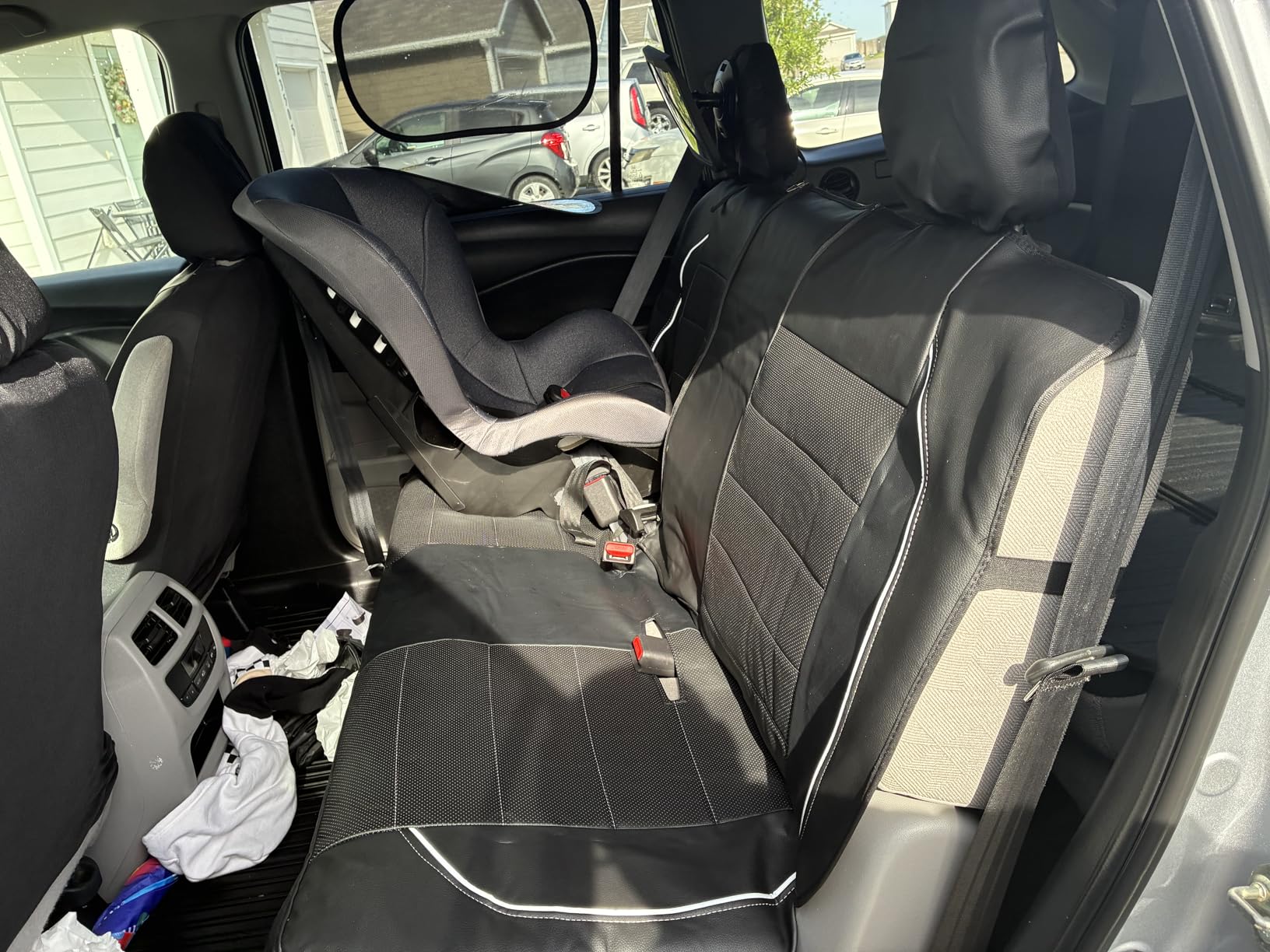 CAR PASS Universal FIT Piping Leather Car Seat Cover, for suvs, Van, Trucks, Airbag Compatible, Inside Zipper Design and Reserved Opening Holes (Full Set, Black and Red) customer photo 2
