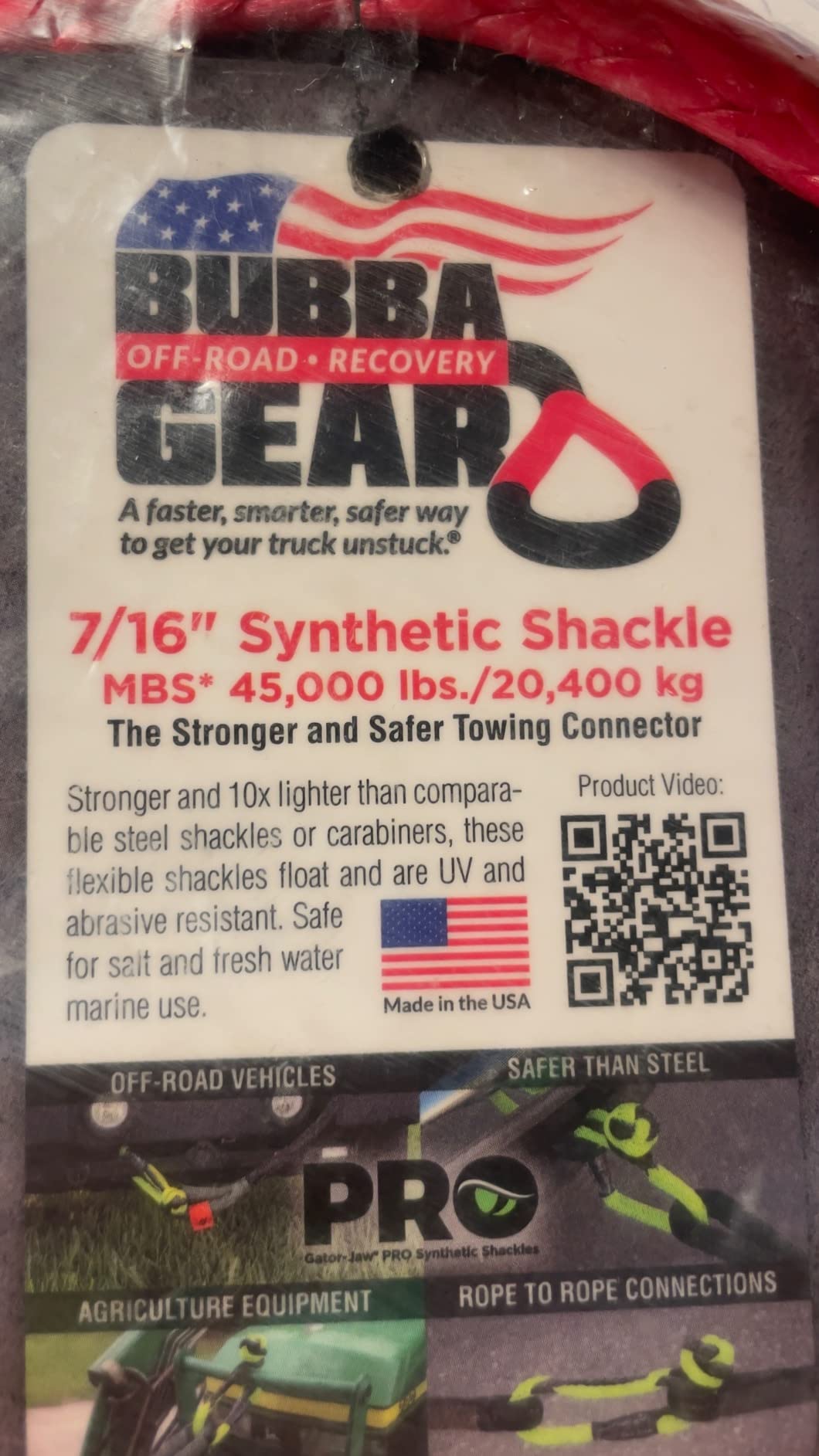 Bubba Rope Gator-Jaw PRO Synthetic Shackle, 7/16