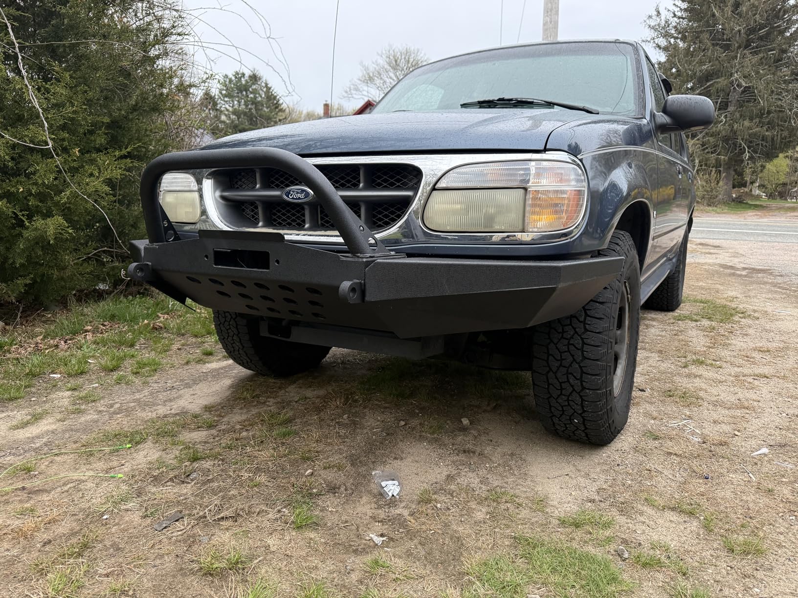 ECOTRIC Front Bumper Compatible with 1998-2011 Ford Ranger W/Winch Plate Bull Bar D-Ring Mounts Bumper Assembly Steel Powder Coated Black customer photo 1