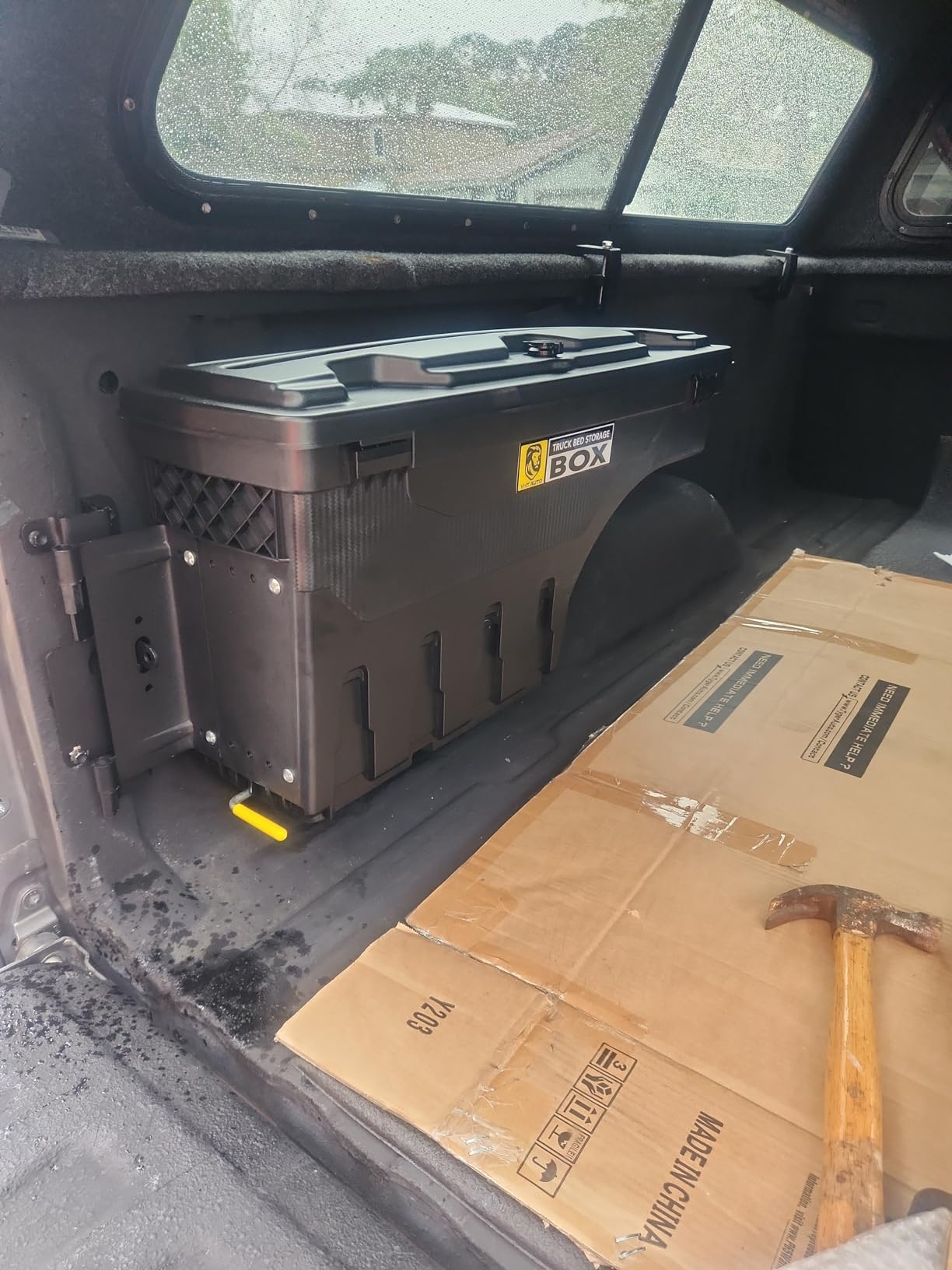 YHTAUTO Set of 2 Truck Bed Storage Tool Box Lockable Compatible with 2007-2018 Chevrolet Silverado & GMC Sierra 1500 2500 3500 3500HD, Without Bed Rail Storage, Swing Waterproof Wheel Well Toolbox customer photo 1