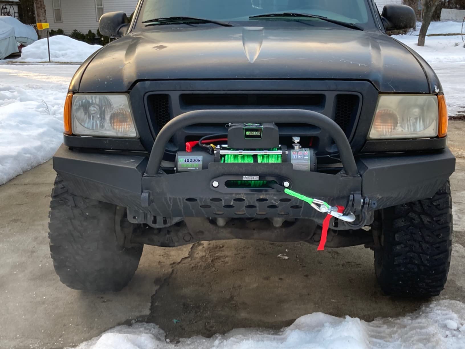 Winch 9500 lb Winch 12V Electric Winch Electric Synthetic Rope Winch with Hawse Fairlead,Wireless Remote and Corded Control for Truck SUV customer photo 1