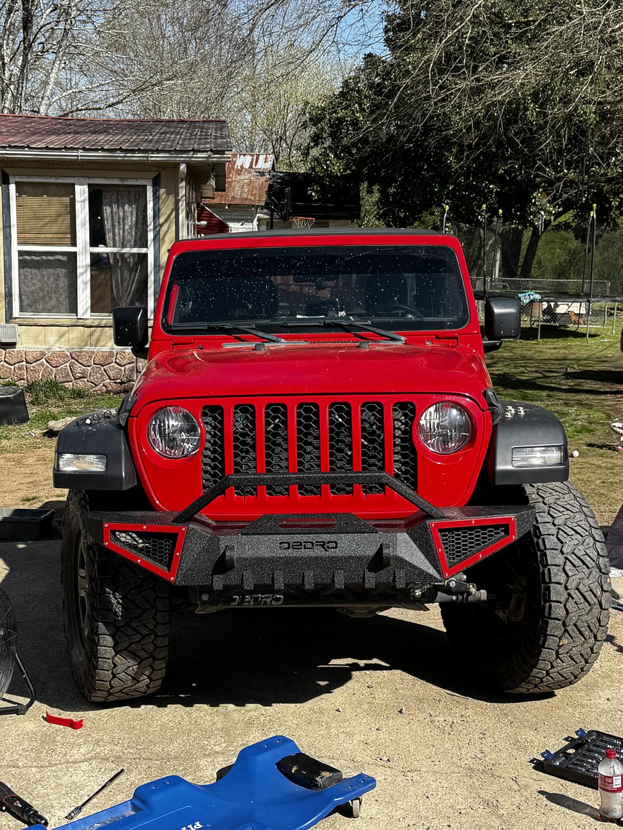 OEDRO Front Bumper Compatible with 2007-2025 Jeep Wrangler JK/JKU JL/JLU Gladiator JT, Rock Crawler Off Road Full Width Bumper with Winch Plate Mounting & 2 x D-Rings customer photo 1