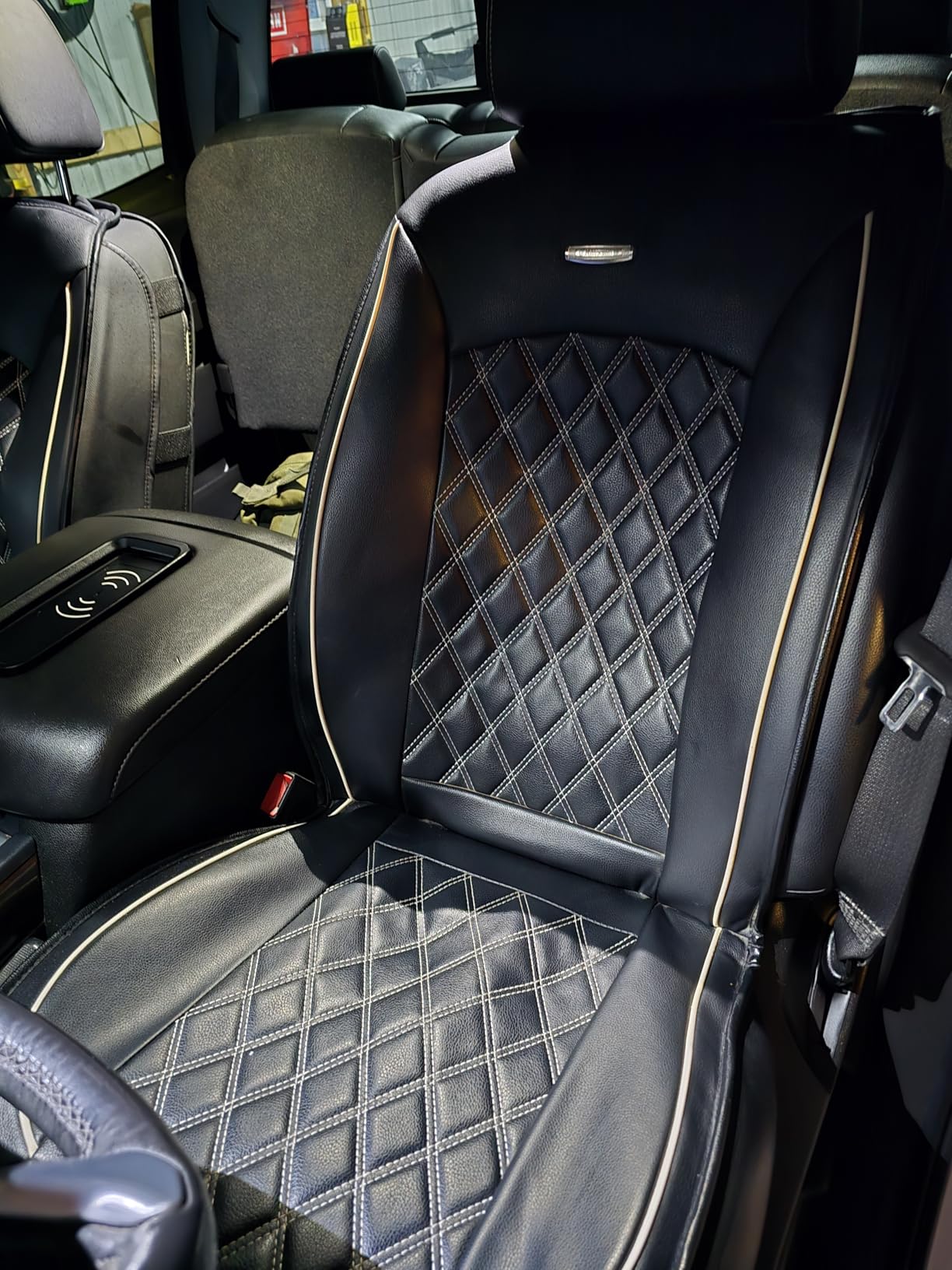 Aierxuan Seat Covers for Truck Chevy Chevrolet Silverado GMC Sierra Pickup 2007-2026 1500 2500HD 3500HD Trail Boss Z71 Crew Double Extended Cab Waterproof Leather Protectors (Full Set, Black) customer photo 2