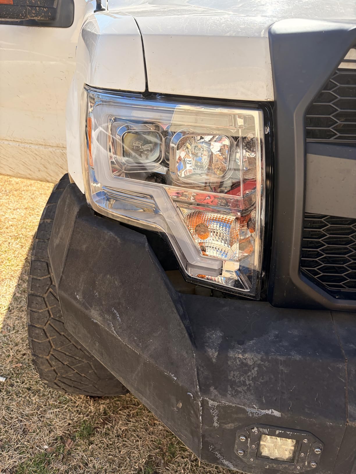 AmeriLite for 2009-2014 Ford F150 Truck LED Bar Square Projector Halogen Black Headlights Set High/Low Beam Bulb Included - Driver and Passenger Side customer photo 1